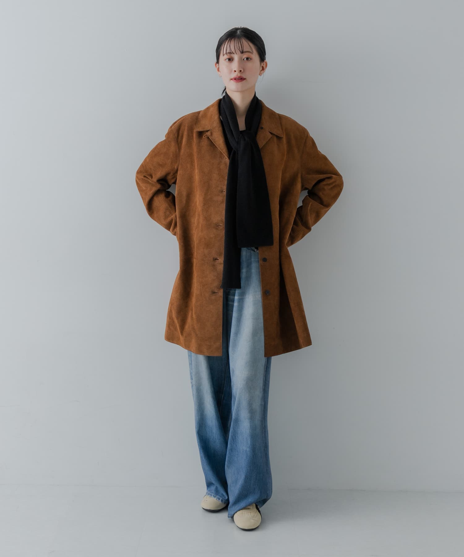 ウールカシミヤナローマフラー BLACK 0