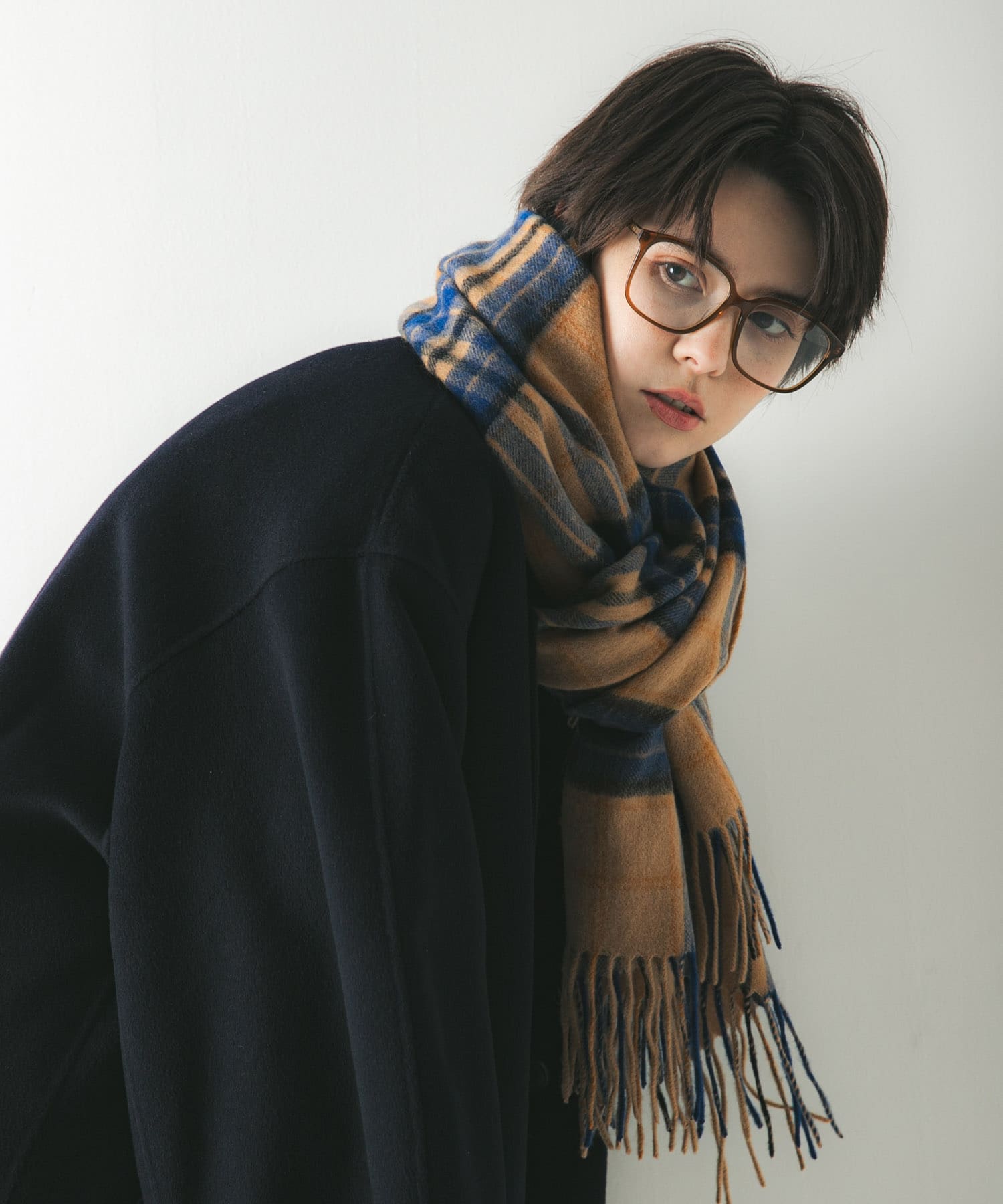 ウールカシミヤストール BEIGECHECK -