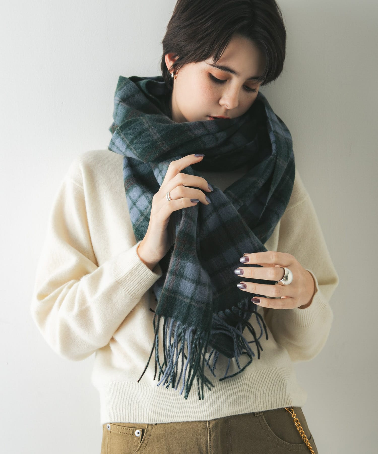 ウールカシミヤストール GREENCHECK -