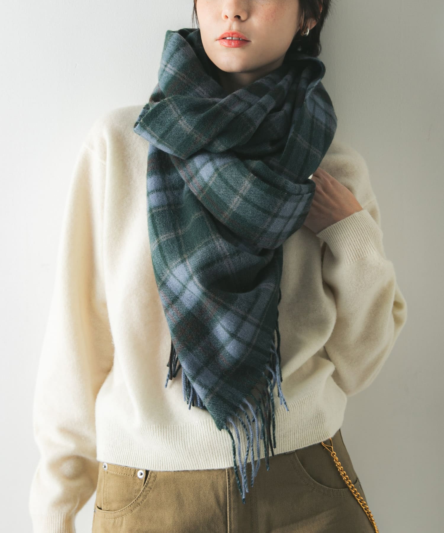 ウールカシミヤストール GREENCHECK -