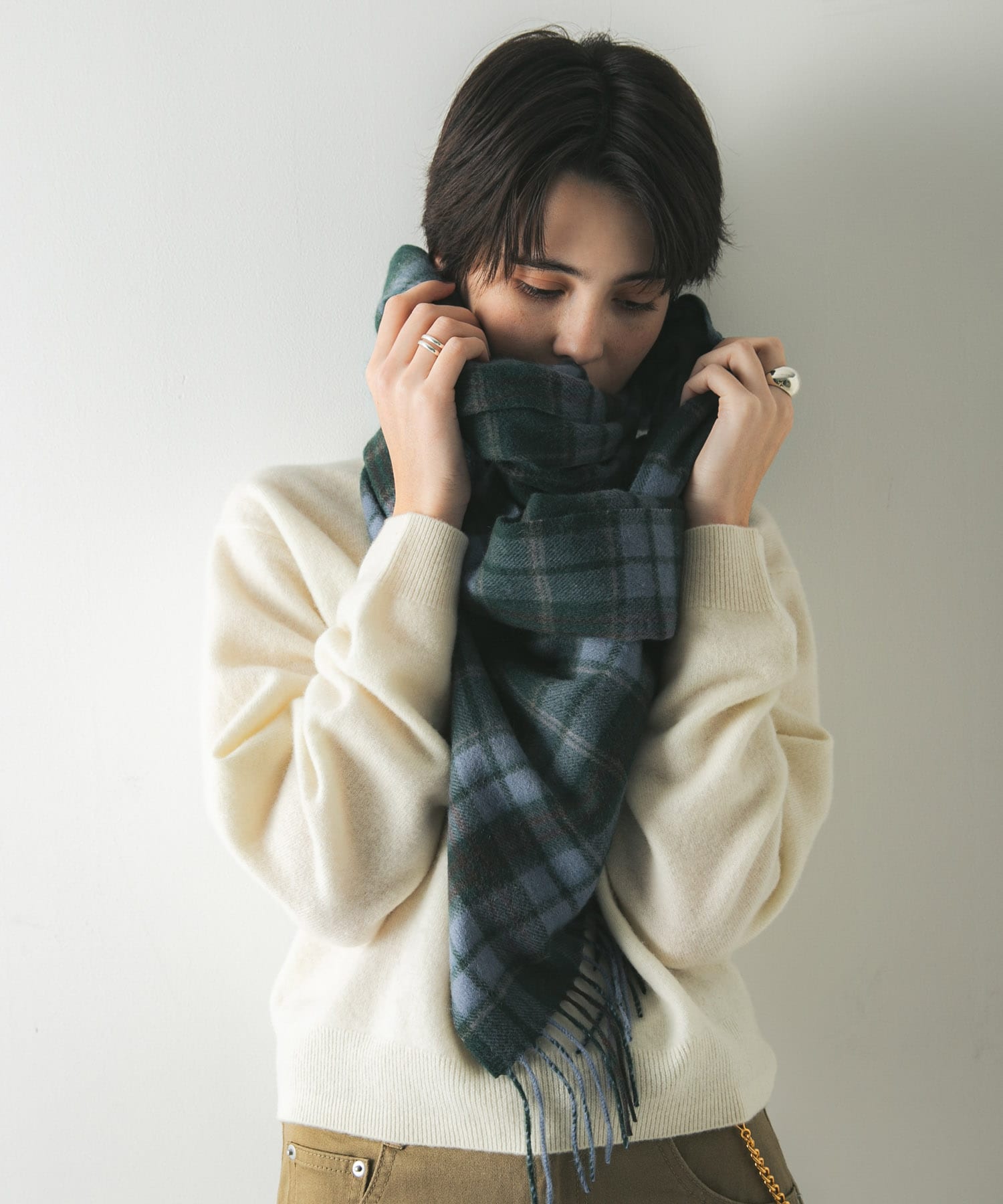 ウールカシミヤストール GREENCHECK -