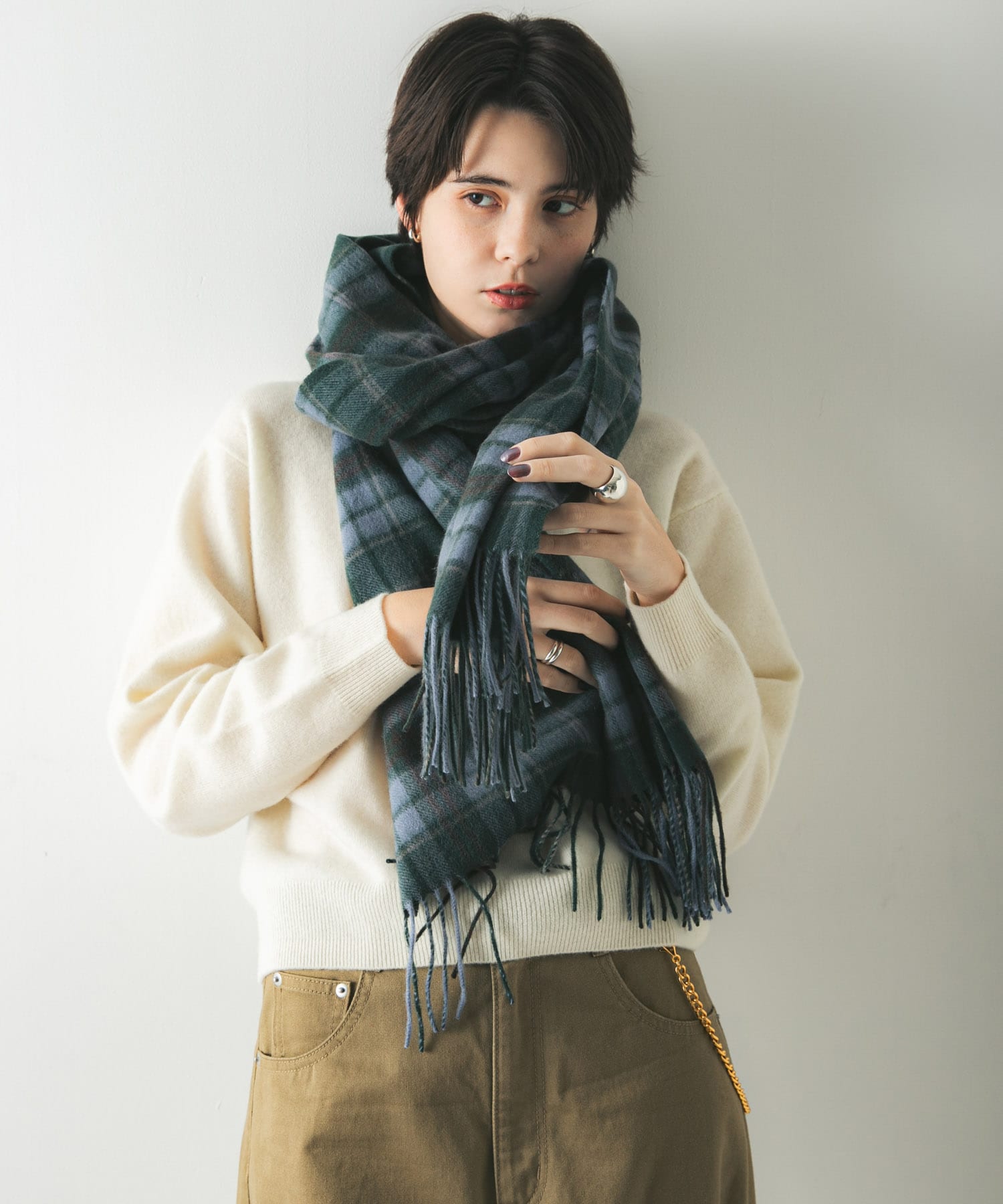 ウールカシミヤストール GREENCHECK -