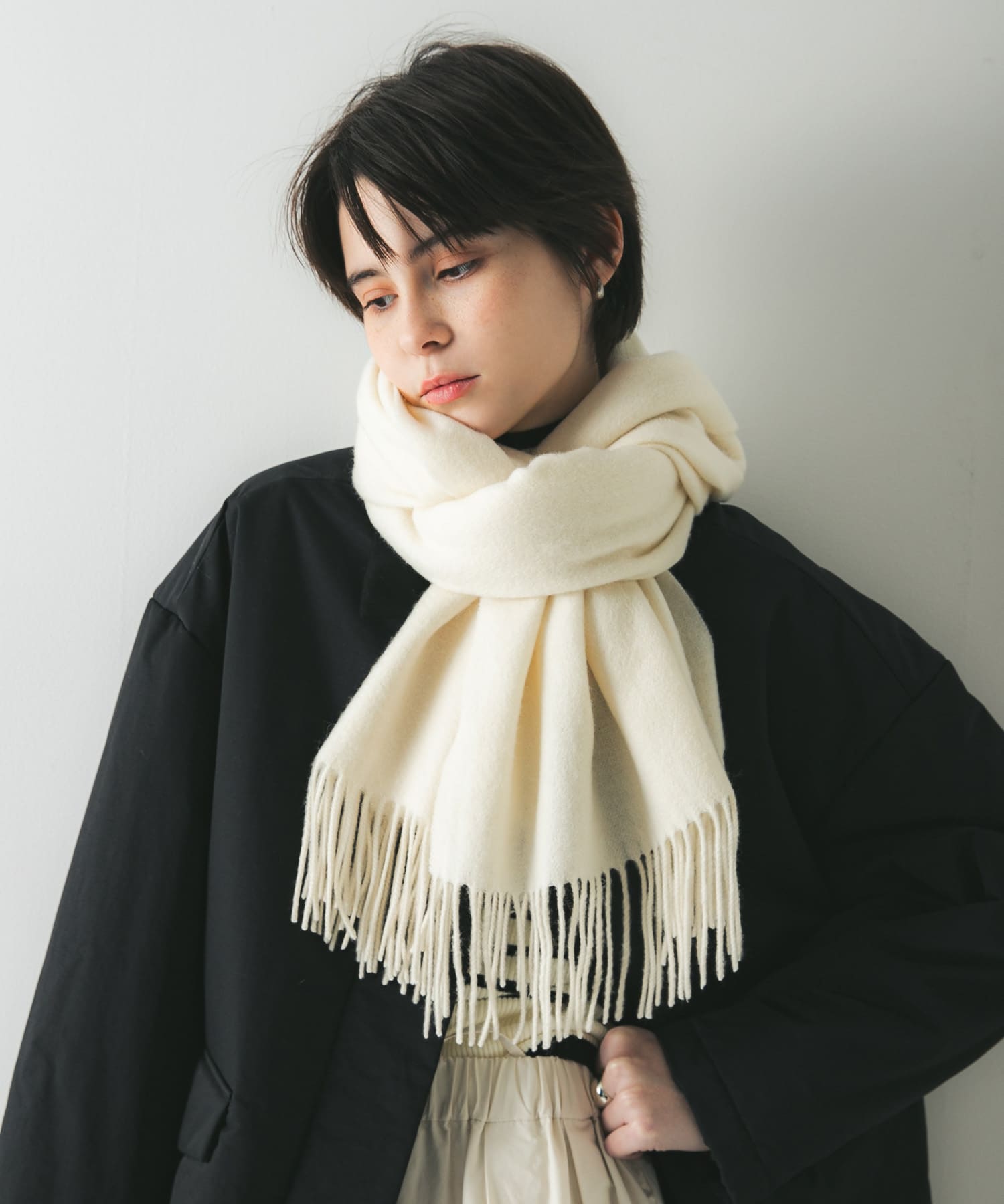 ウールカシミヤストール IVORY -