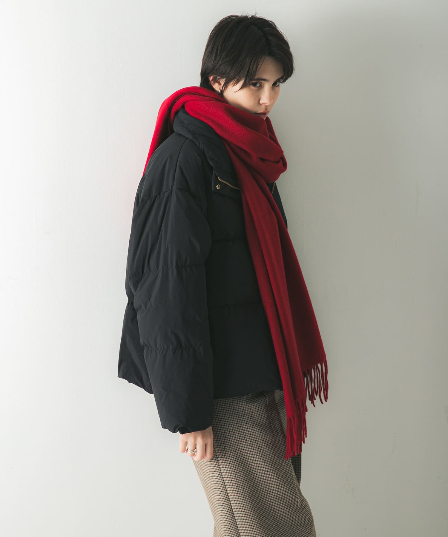 ウールカシミヤストール RED -
