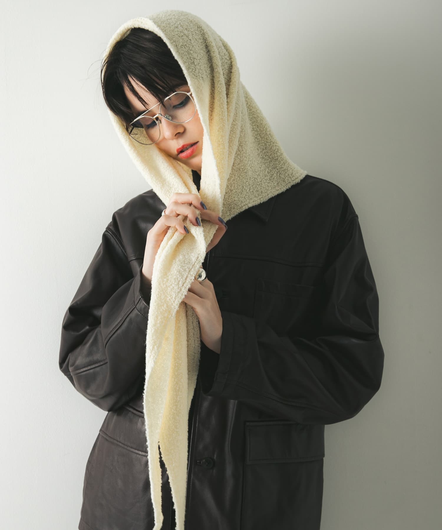 ウールカシミヤサンカクストール WHITE -