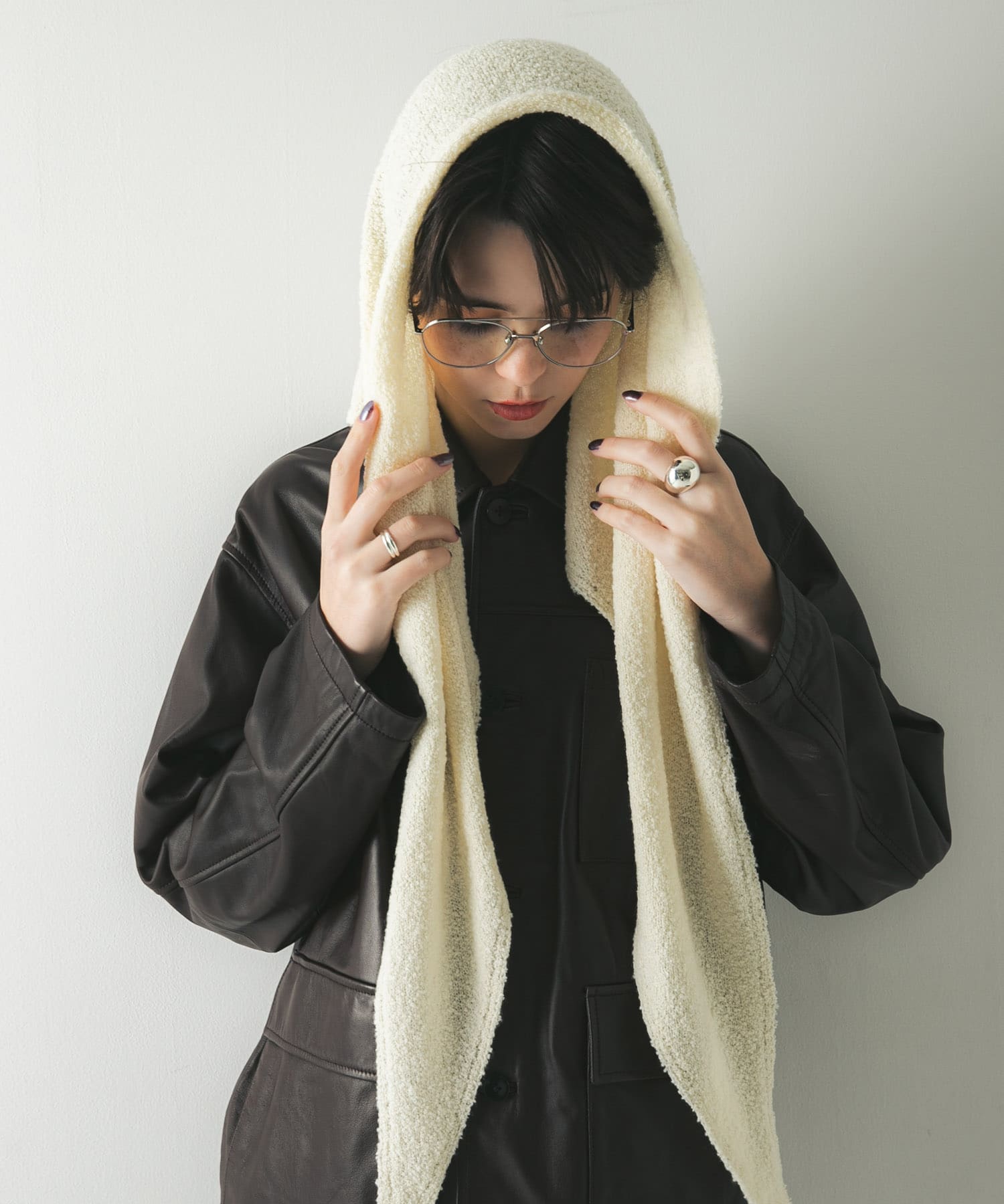 ウールカシミヤサンカクストール WHITE -