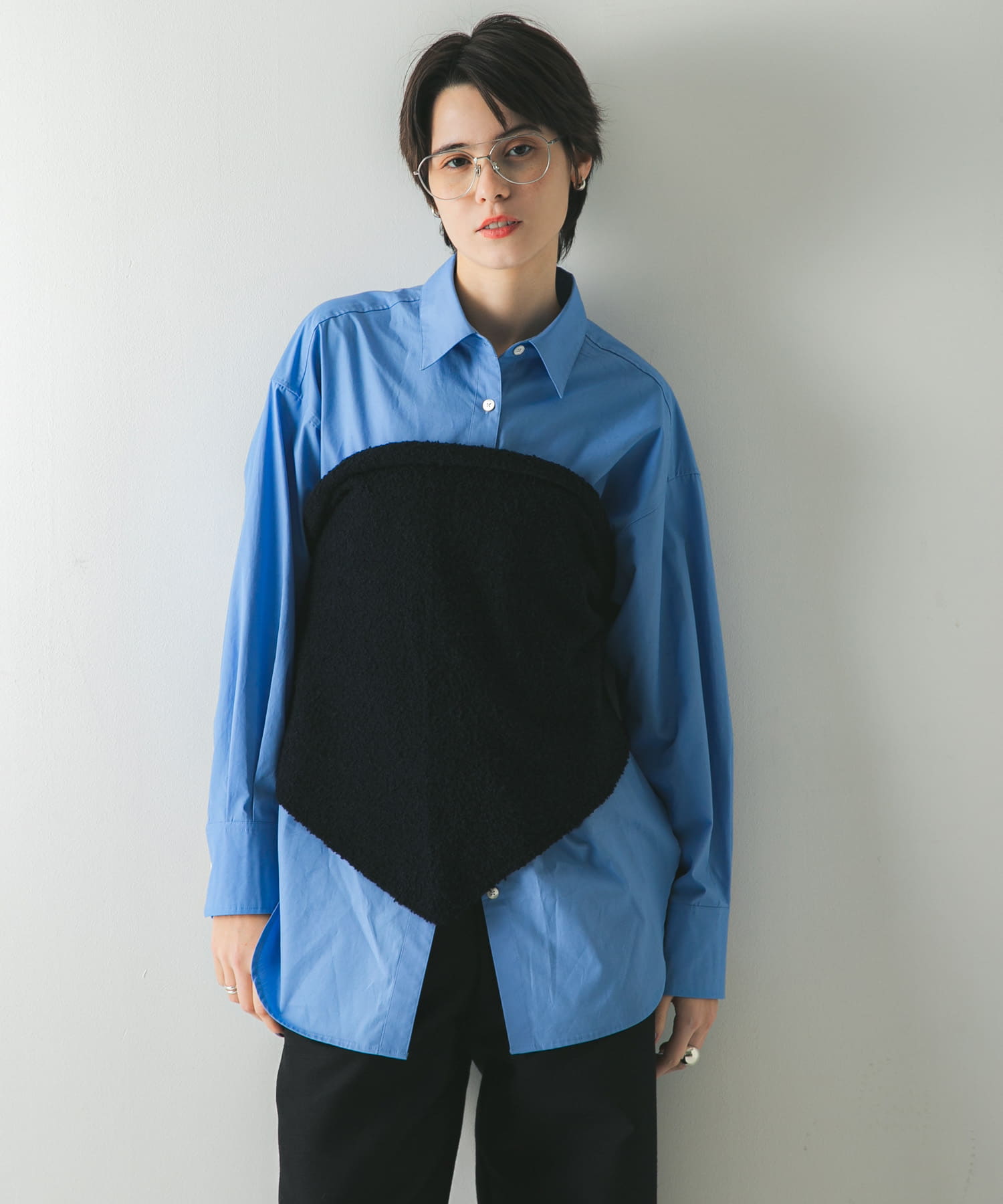 ウールカシミヤサンカクストール NAVY -