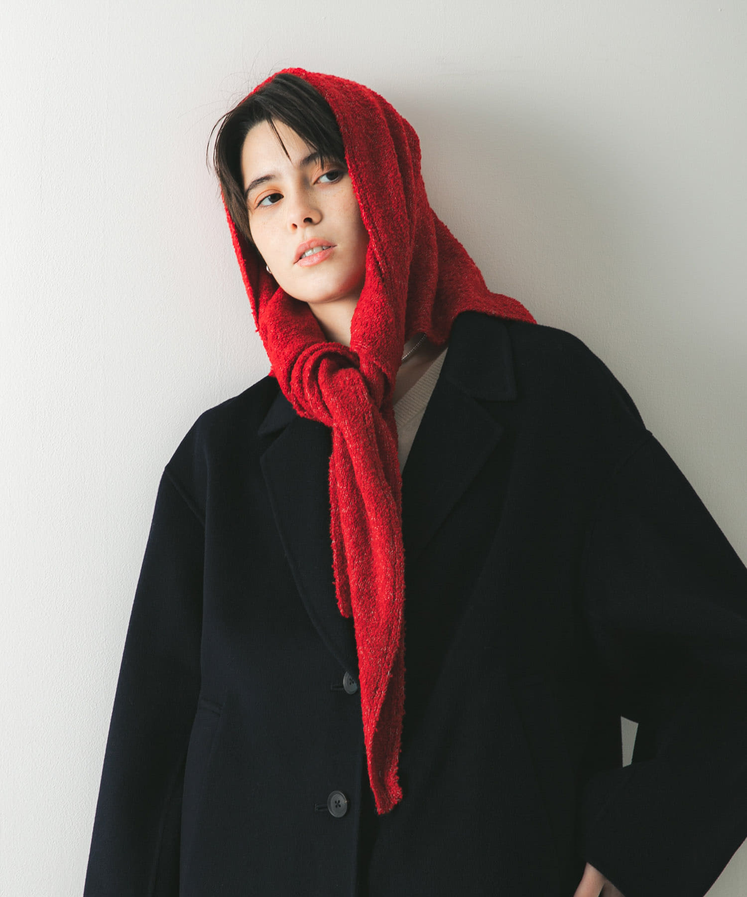 ウールカシミヤサンカクストール RED -