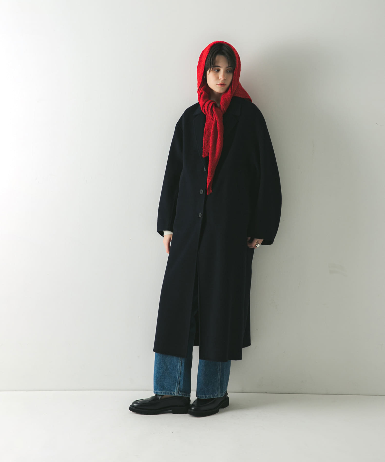 ウールカシミヤサンカクストール RED -