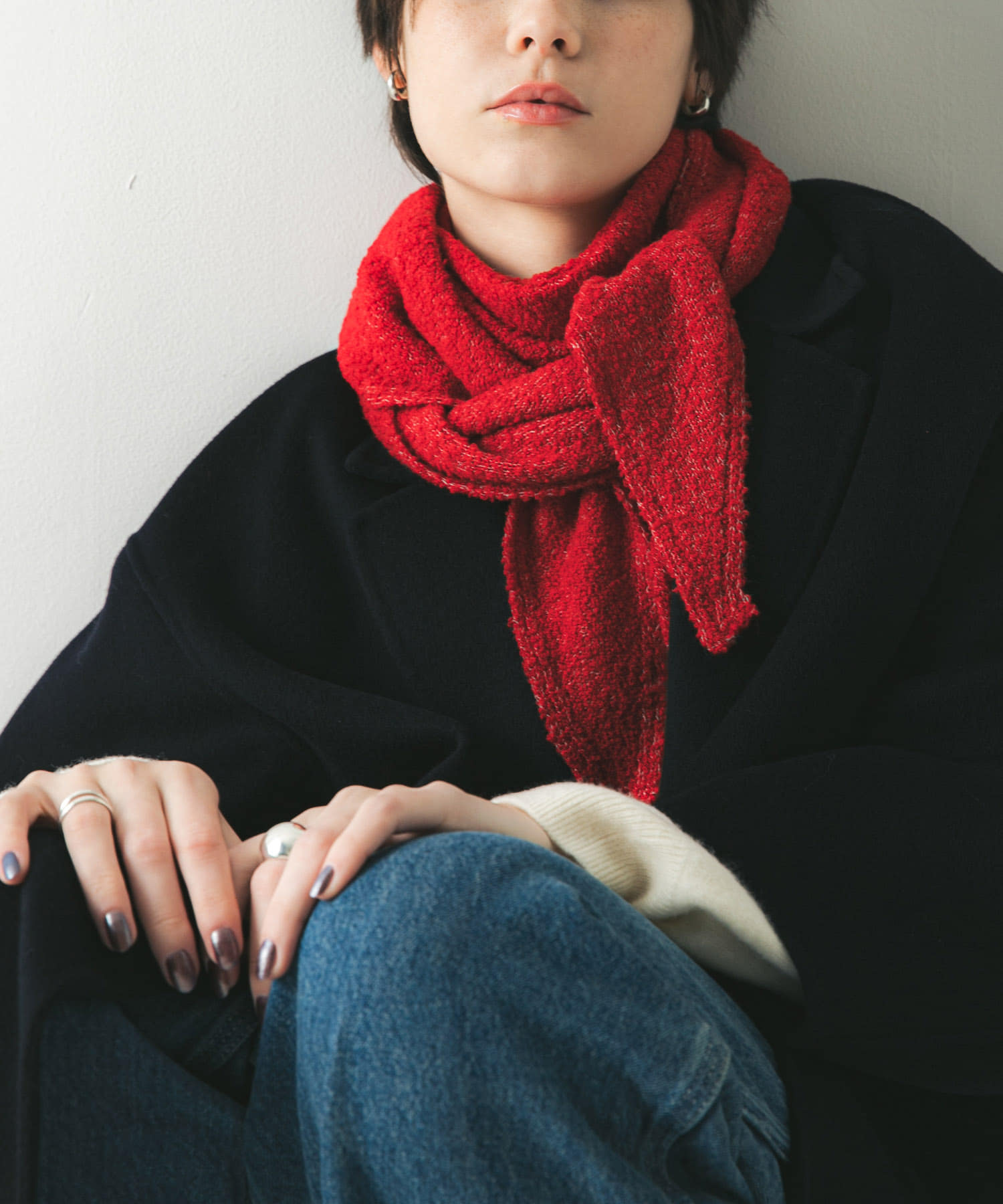 ウールカシミヤサンカクストール RED -