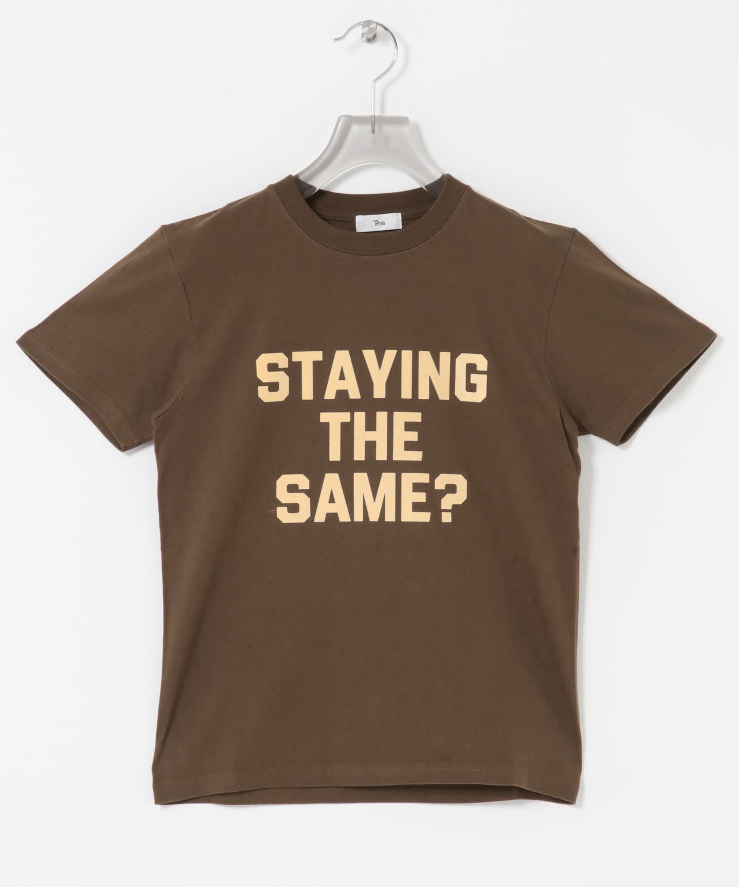 Teya　Flock Letter T-shirts BROWN S