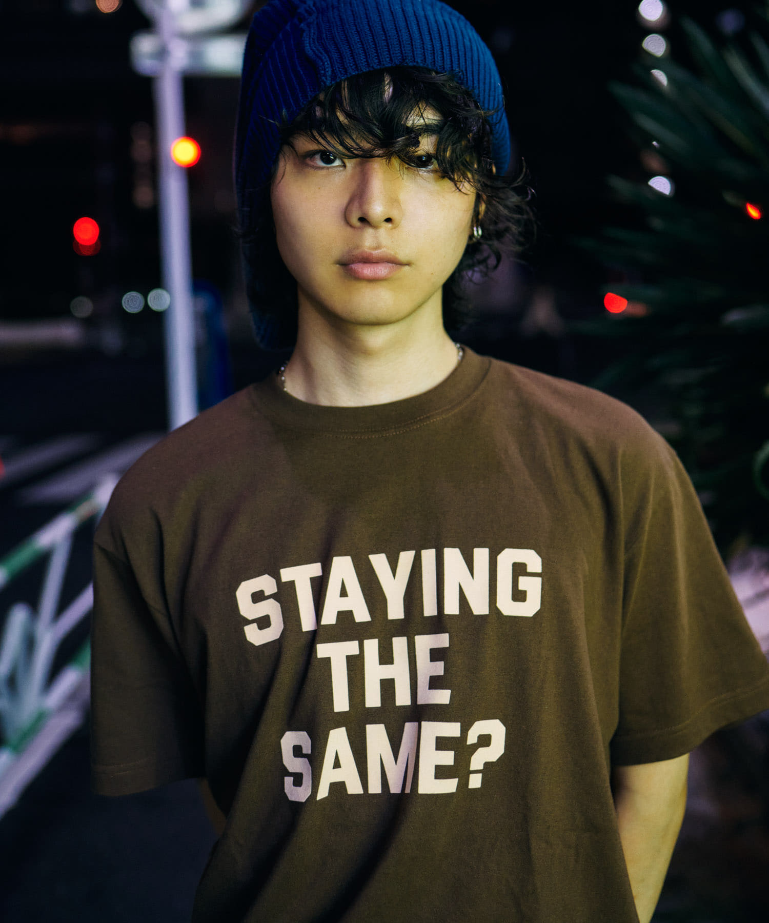 Teya　Flock Letter T-shirts BROWN S
