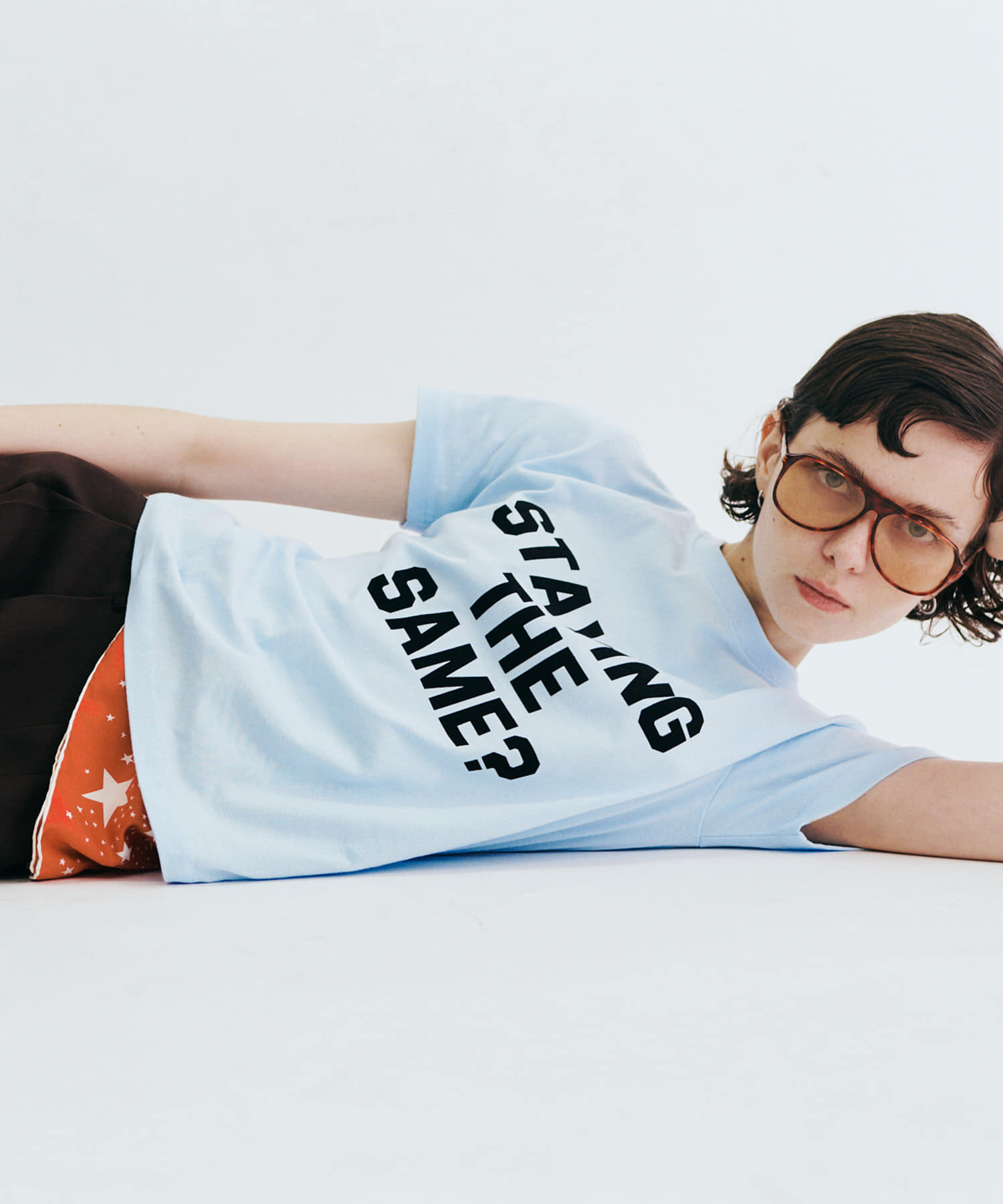 Teya　Flock Letter T-shirts SAX S