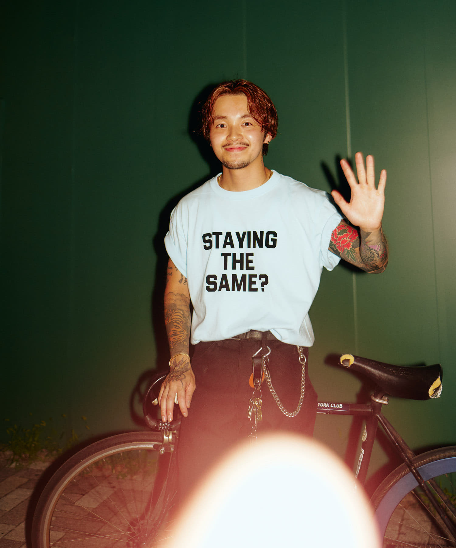 Teya　Flock Letter T-shirts SAX S