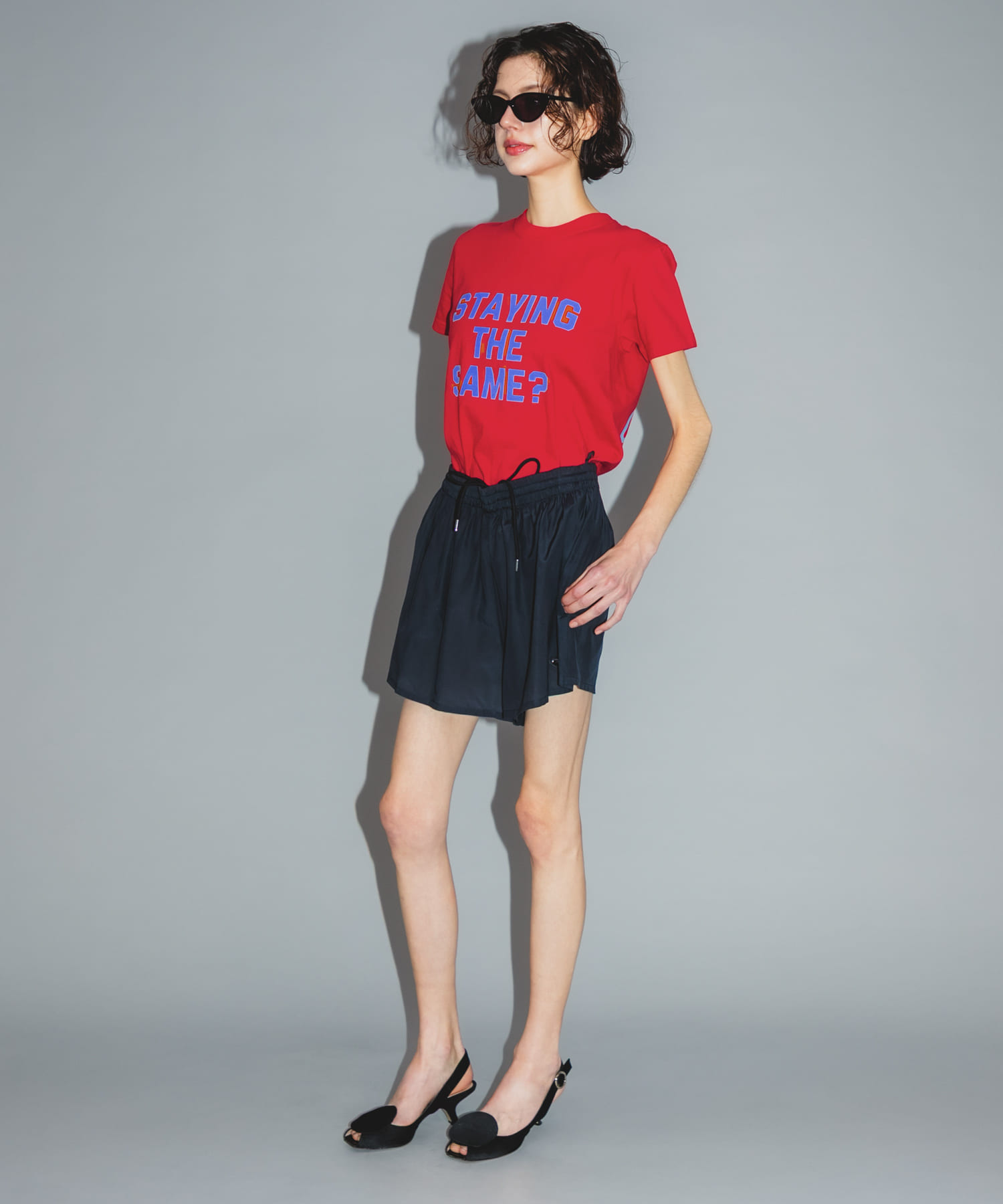 Teya　Flock Letter T-shirts RED S