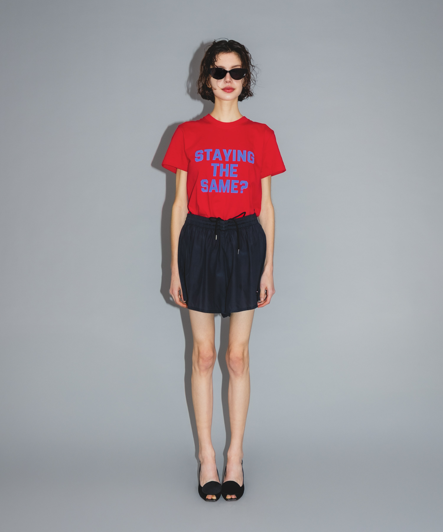 Teya　Flock Letter T-shirts RED S
