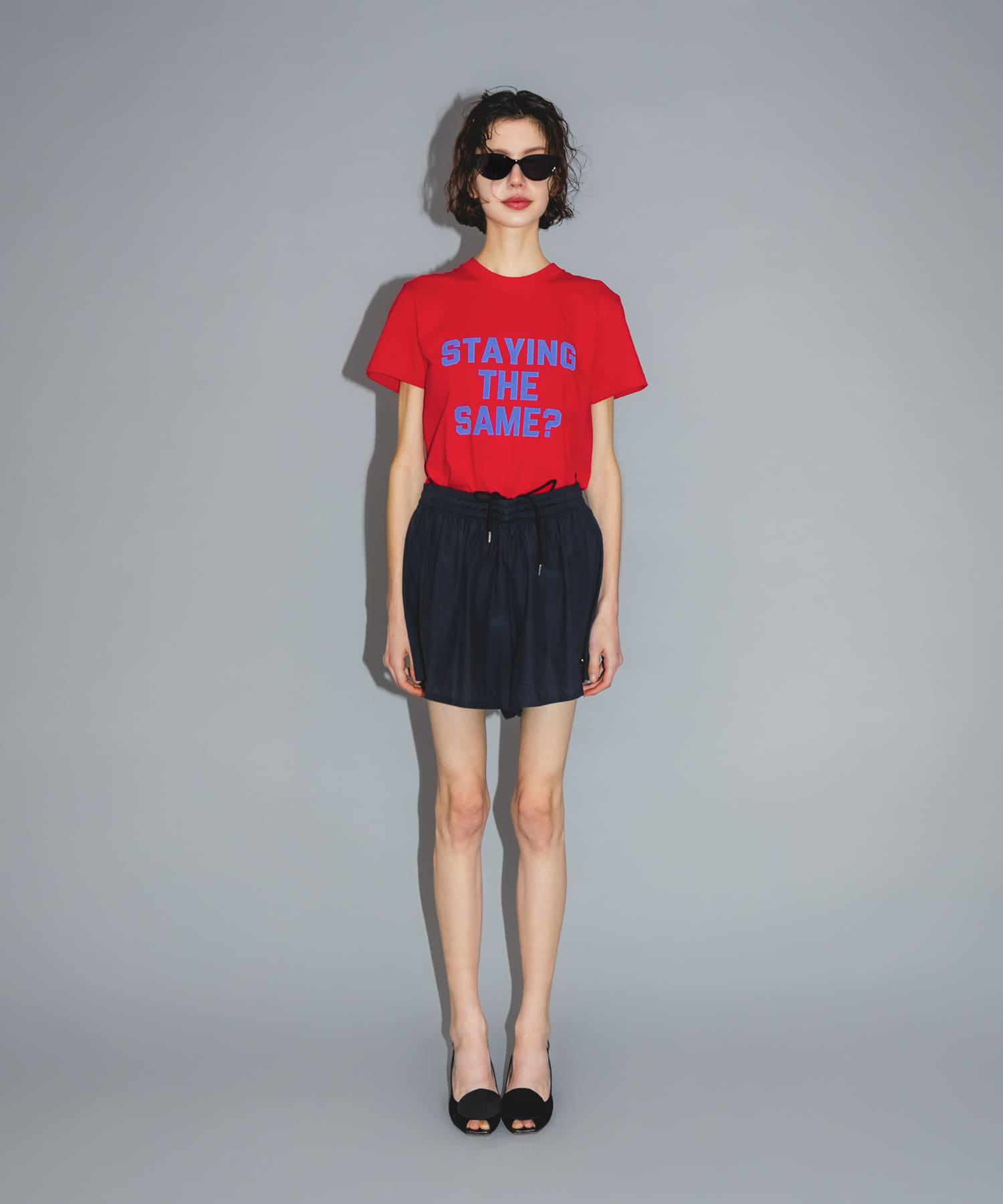 Teya　Flock Letter T-shirts RED S