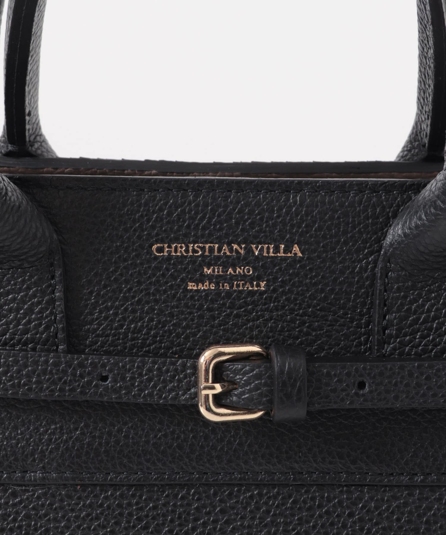 CHRISTIAN VILLA　金具付きレザートート BLACK -0