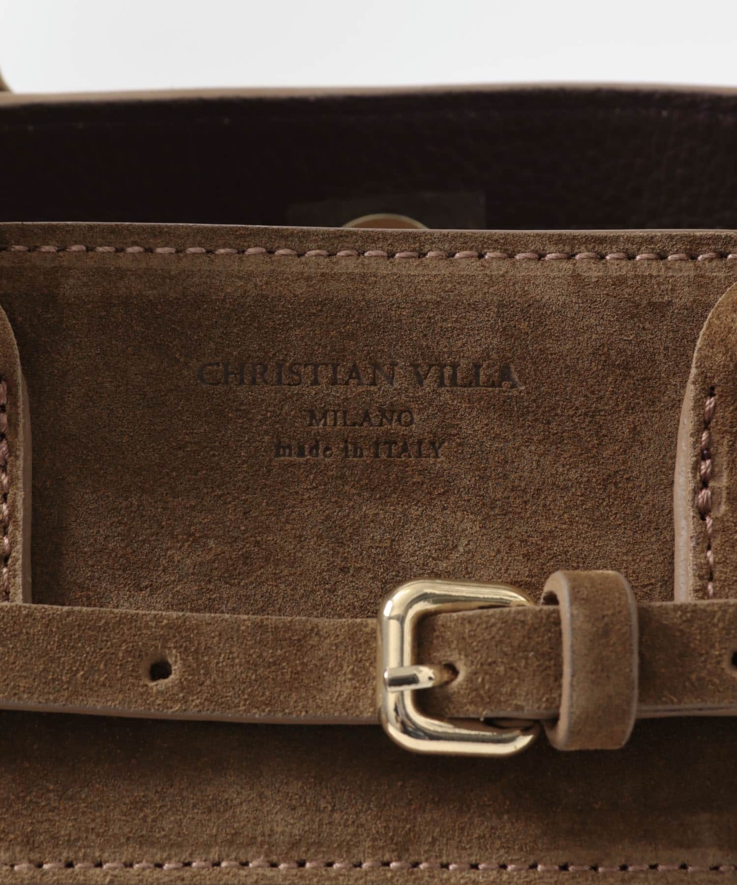 CHRISTIAN VILLA　金具付きスウェードトート TABACCO -