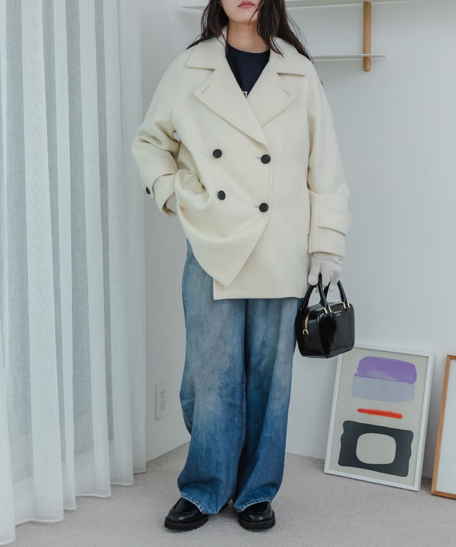 CHRISTIAN VILLA　エナメルカーフレザーショルダーバッグ BLACK 0