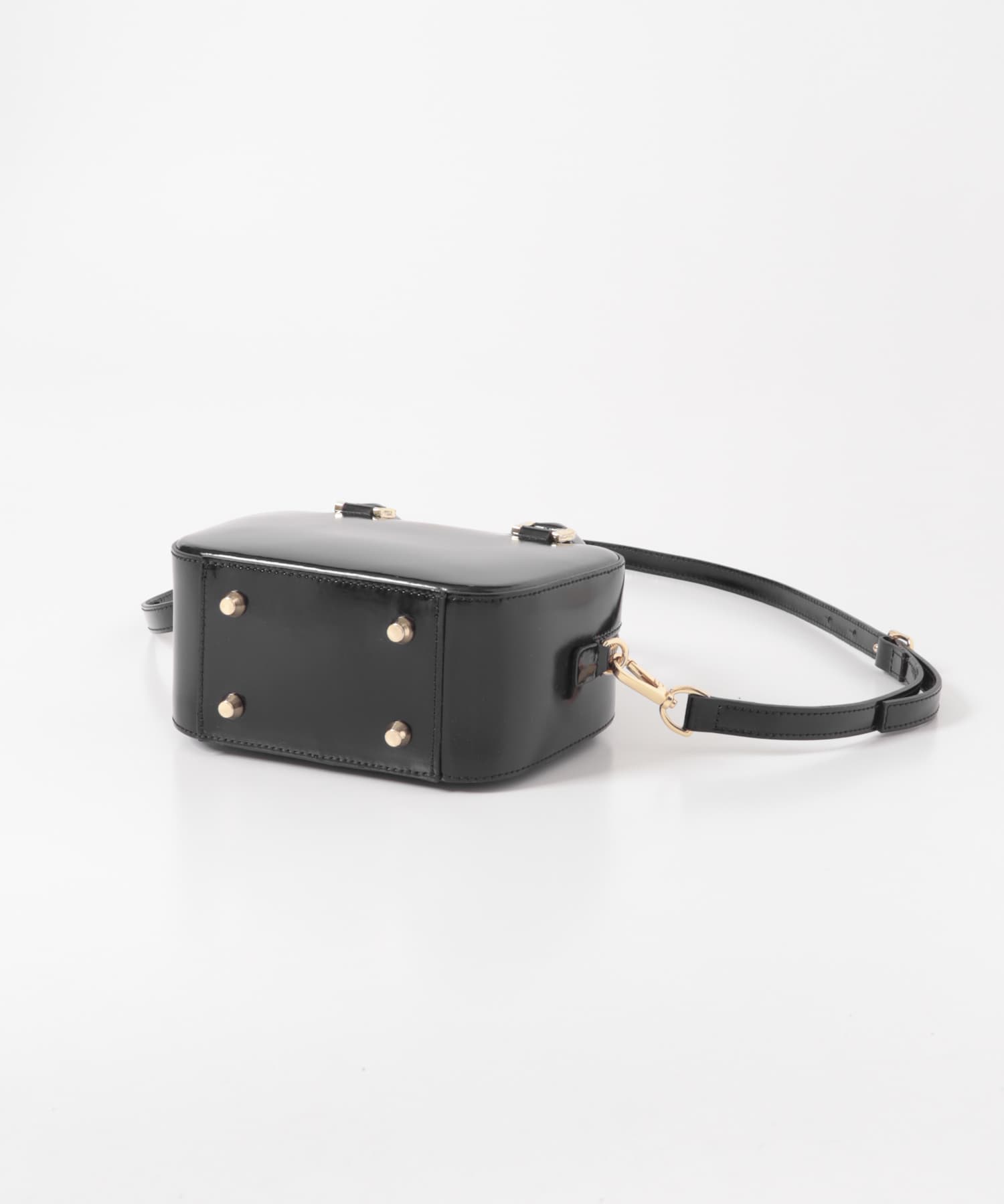 CHRISTIAN VILLA　エナメルカーフレザーショルダーバッグ BLACK -0