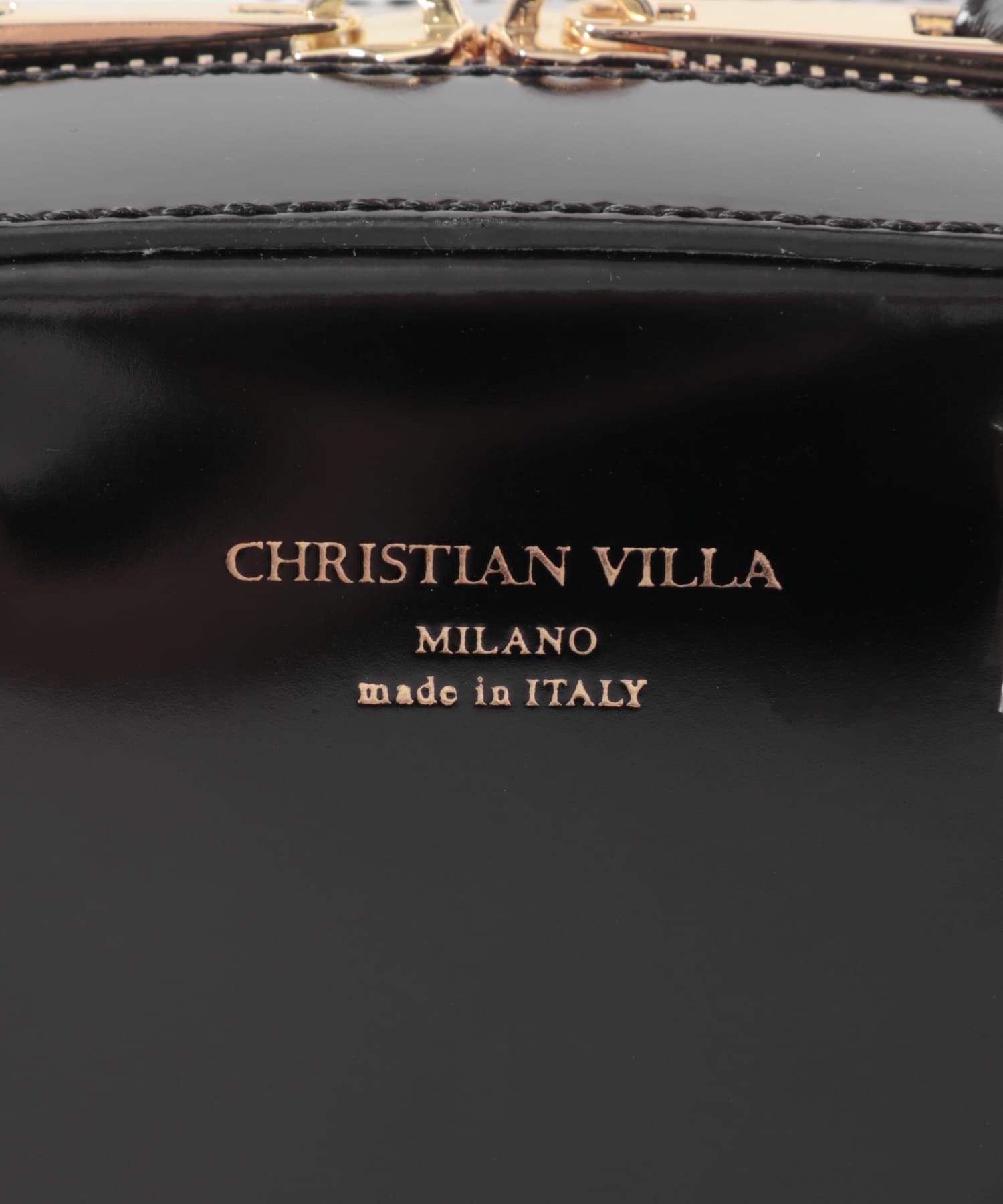 CHRISTIAN VILLA　エナメルカーフレザーショルダーバッグ BLACK -0