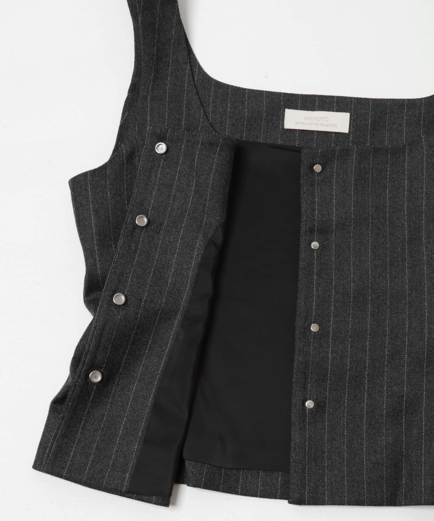 AMOMENTO　WOOL SNAP BUTTON VEST STRIPE 0