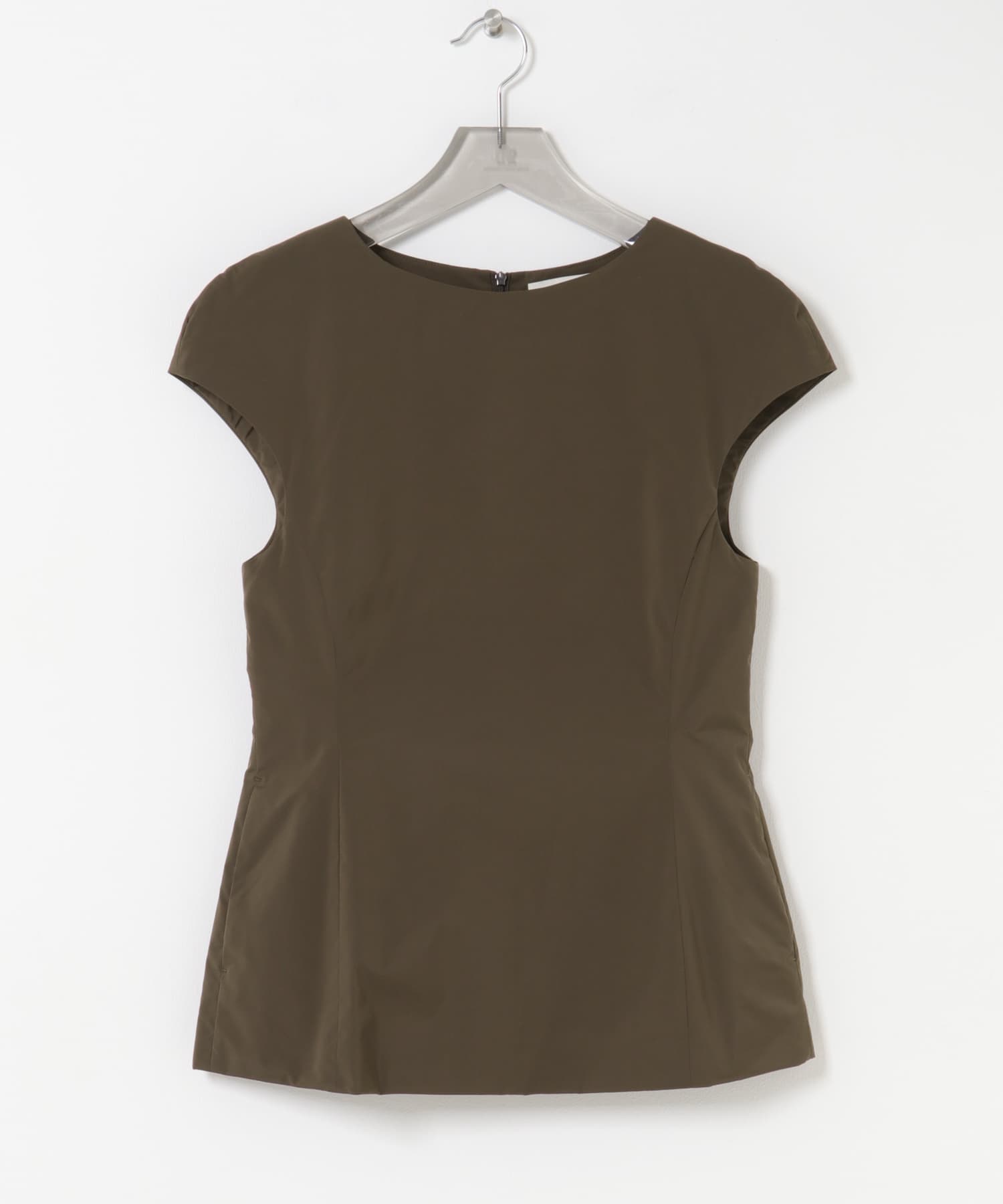 AMOMENTO　TAFFETA MOCK NECK MINI DRESS