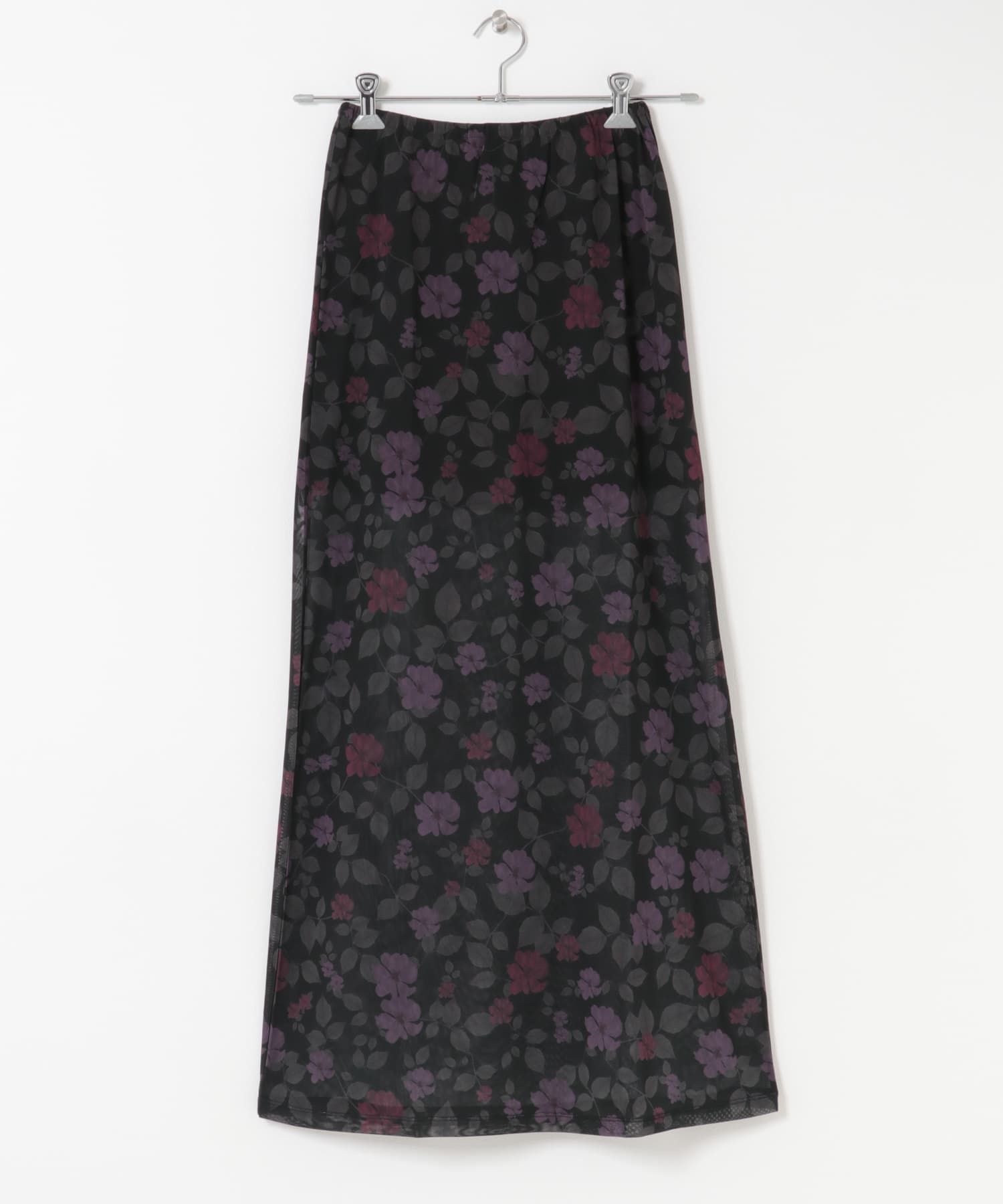 AMOMENTO　FLORAL LONG SKIRT BLACK 0