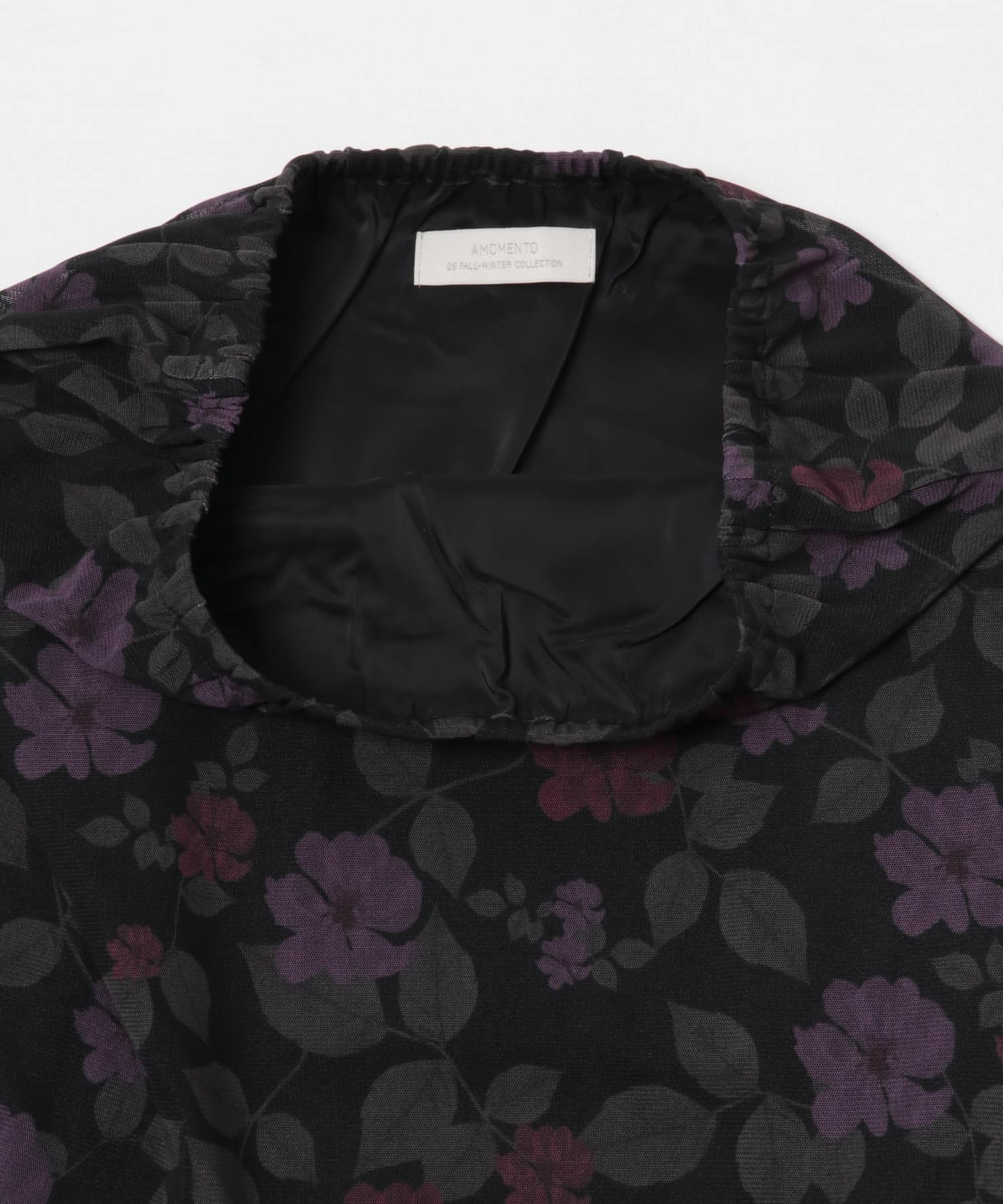 AMOMENTO　FLORAL LONG SKIRT BLACK 0