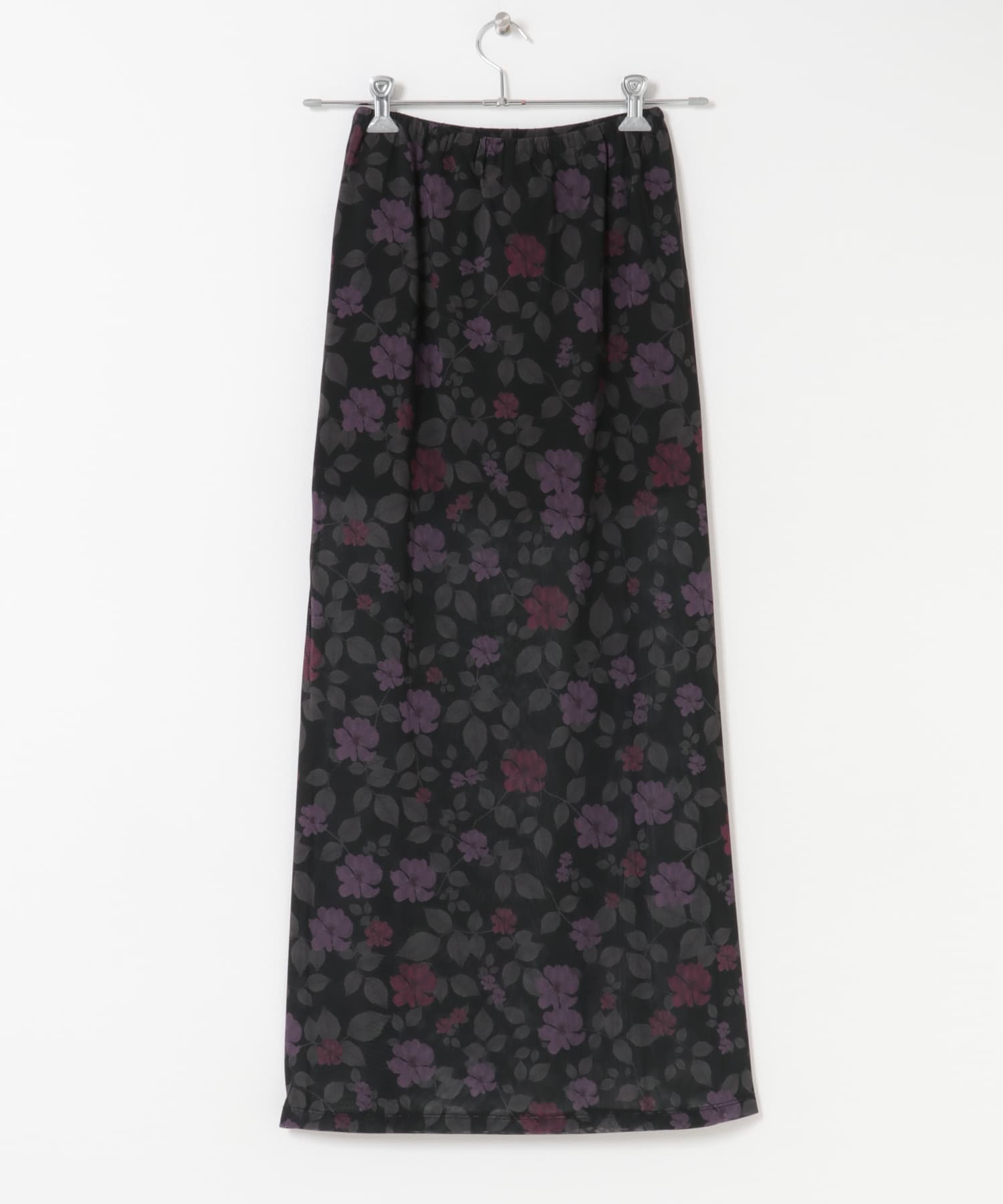 AMOMENTO　FLORAL LONG SKIRT BLACK 0