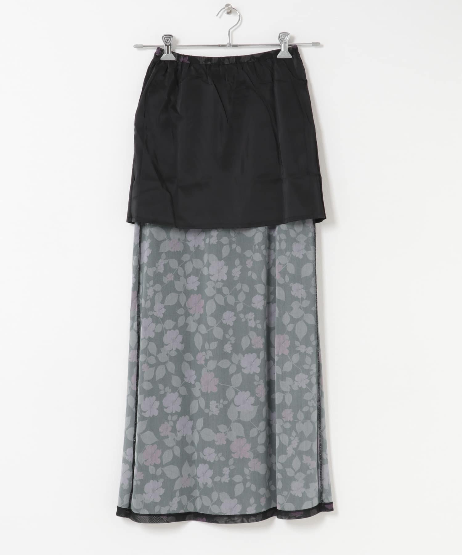 AMOMENTO　FLORAL LONG SKIRT BLACK 0