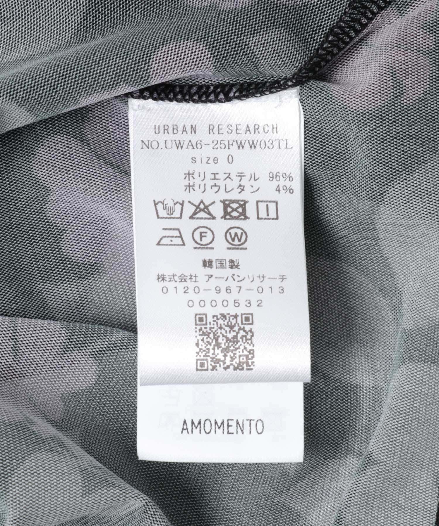 AMOMENTO　FLORAL MOCK NECK TOP BLACK 0