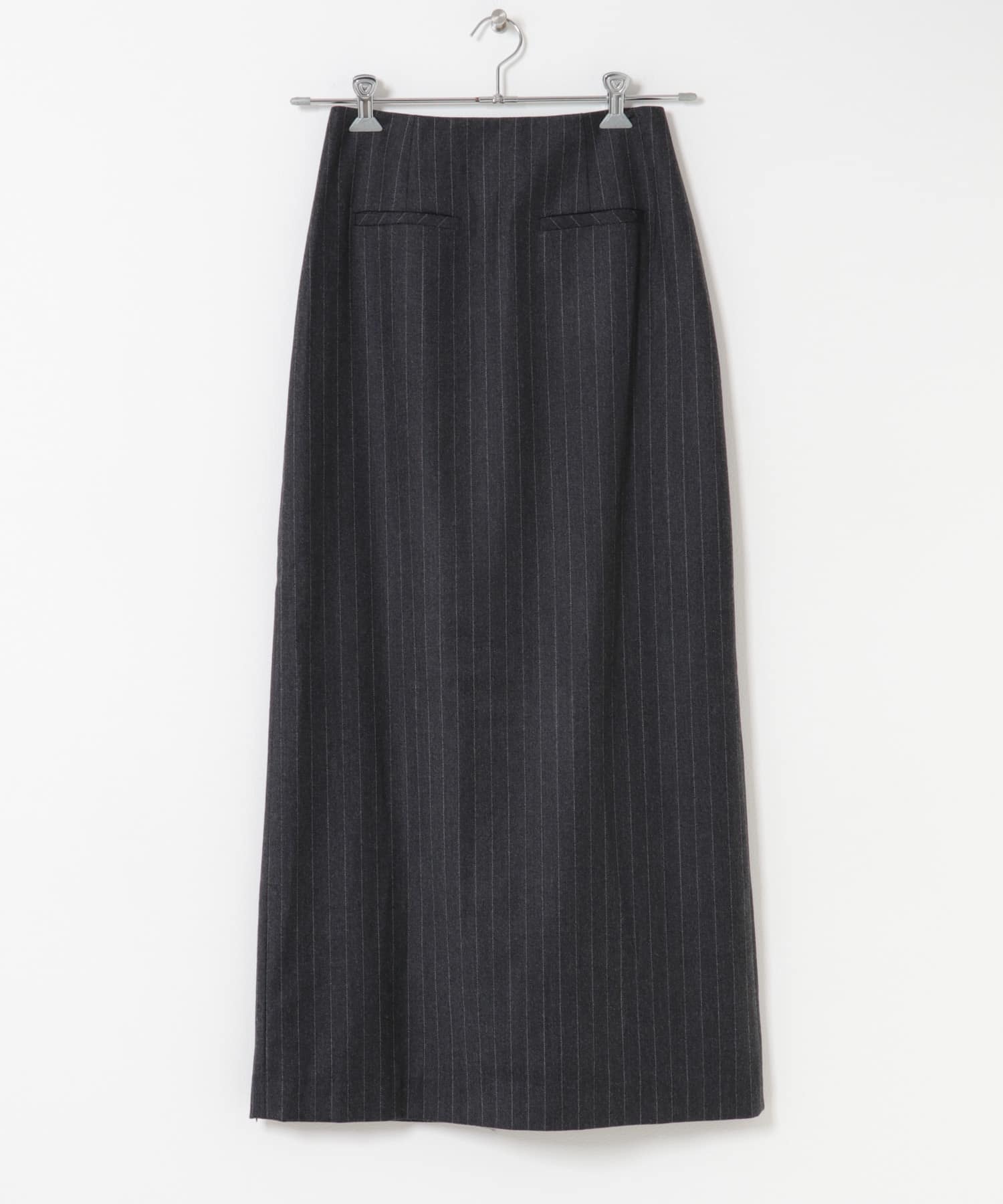 AMOMENTO　WOOL MAXI LONG SKIRT STRIPE 0