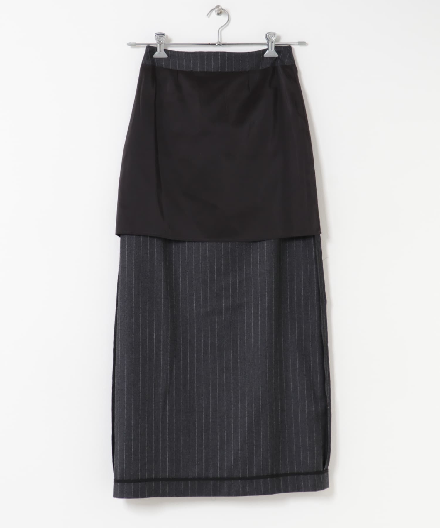 AMOMENTO　WOOL MAXI LONG SKIRT STRIPE 0