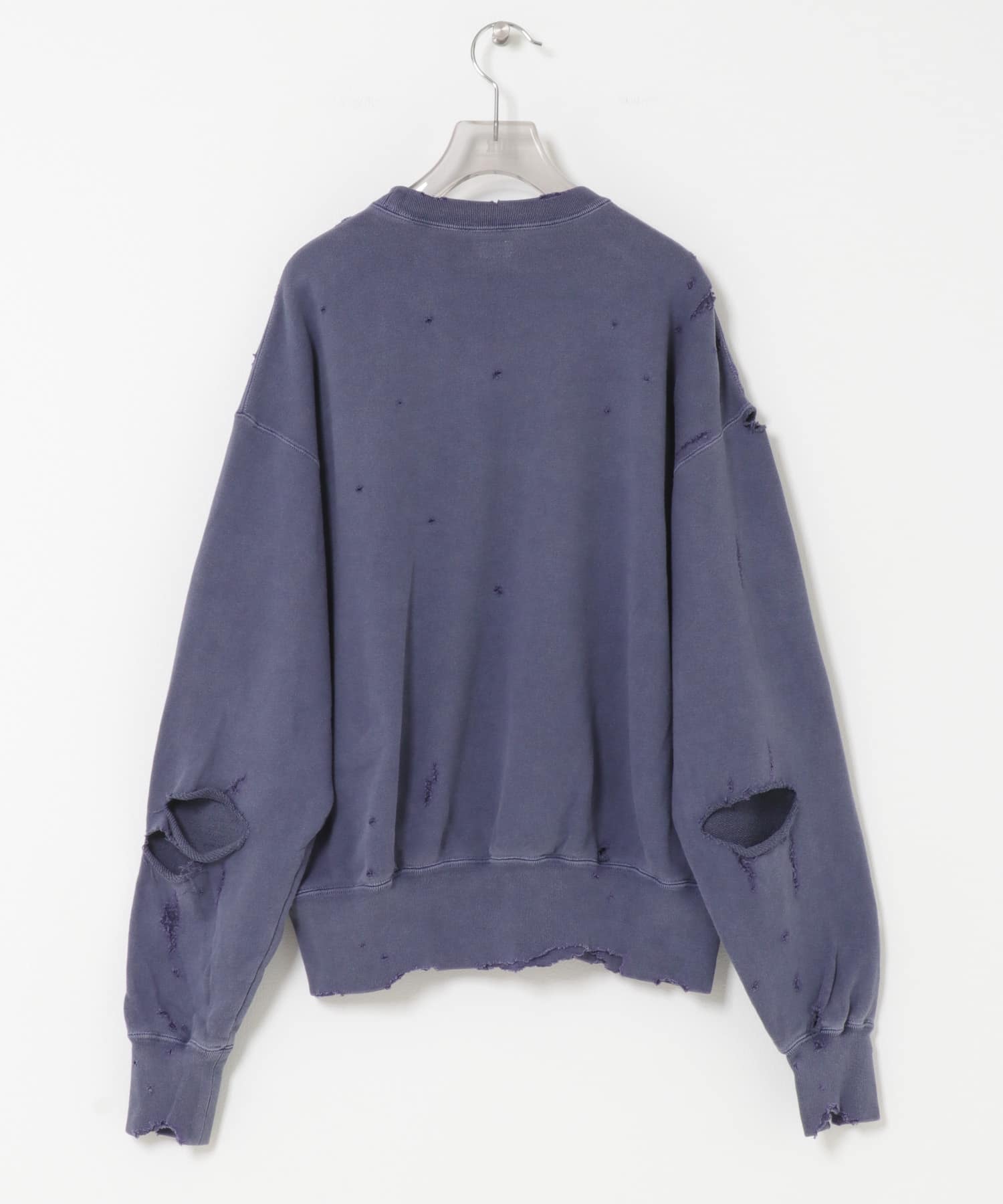 KURO　MORE DAMAGE WASHED SWEAT NAVY -
