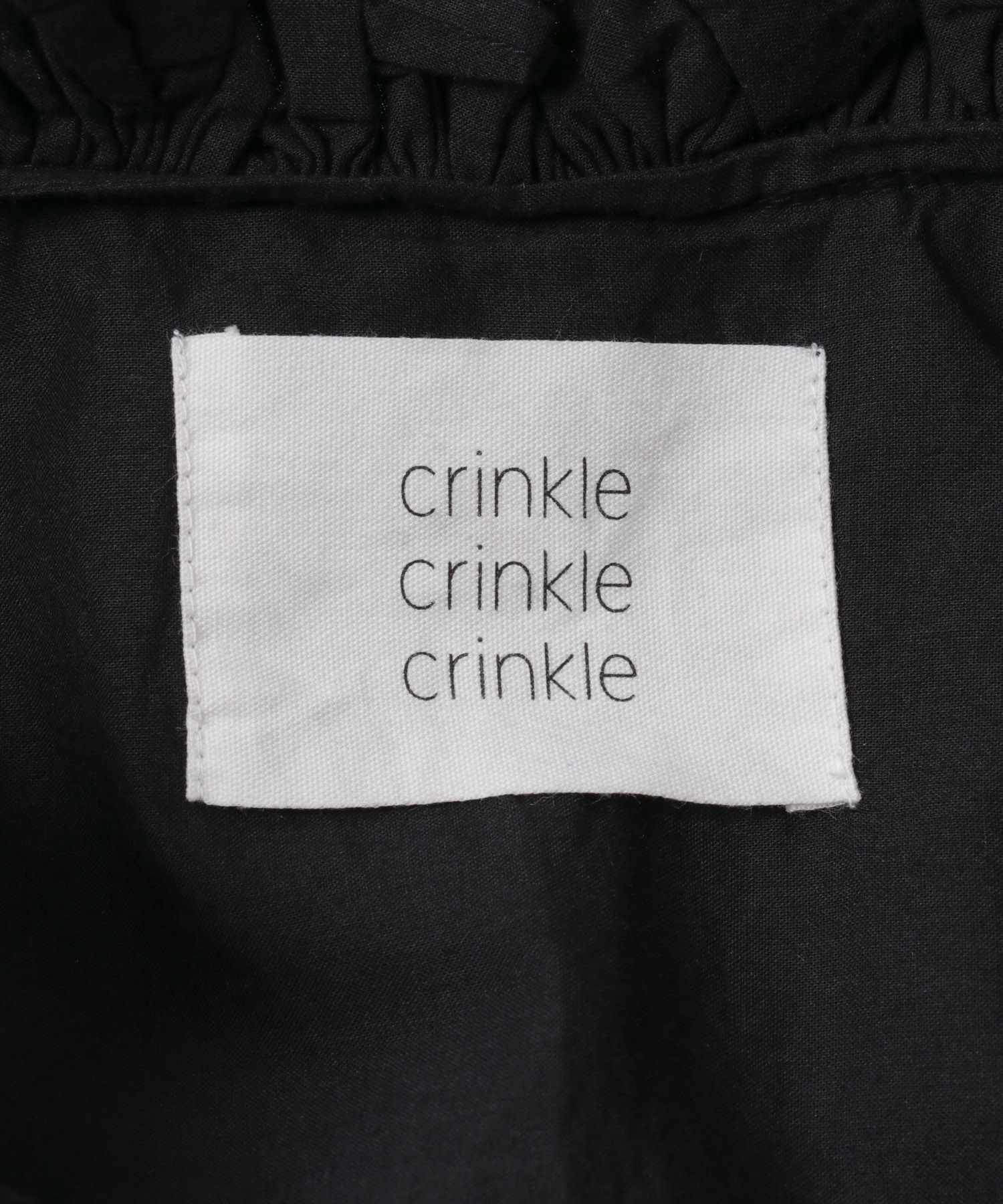 crinkle crinkle crinkle　cotton frill coller shirts BLACK FREE