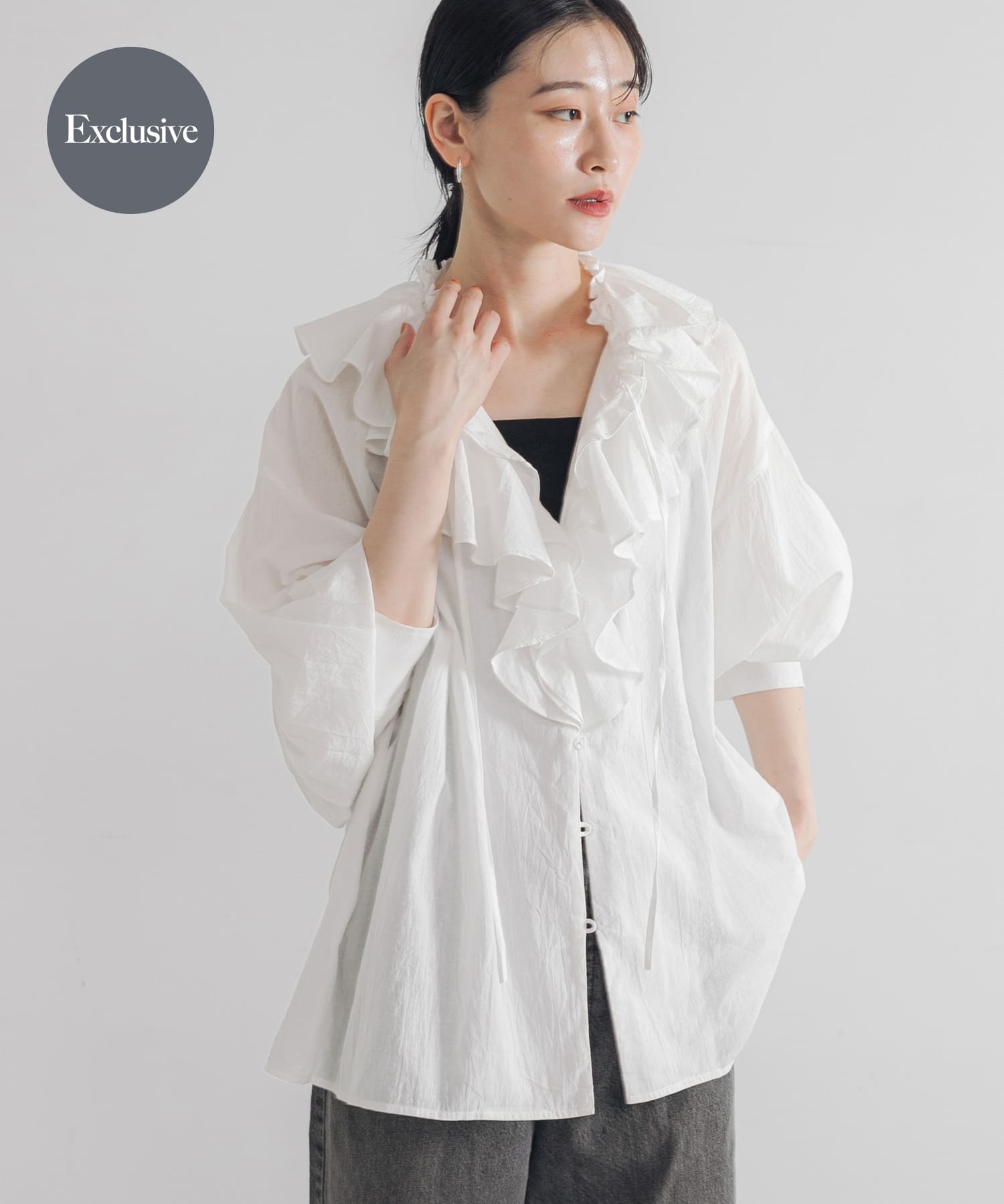 『別注』crinkle crinkle crinkle×URBAN RESEARCH　cotton ruffle blouse