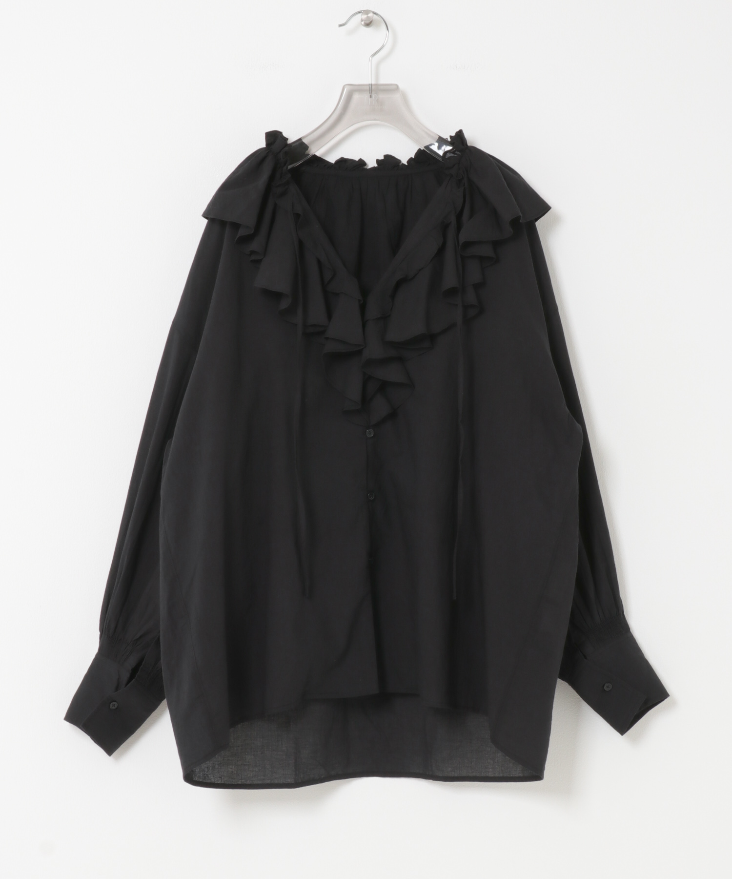 『別注』crinkle crinkle crinkle×URBAN RESEARCH　cotton ruffle blouse BLACK FREE