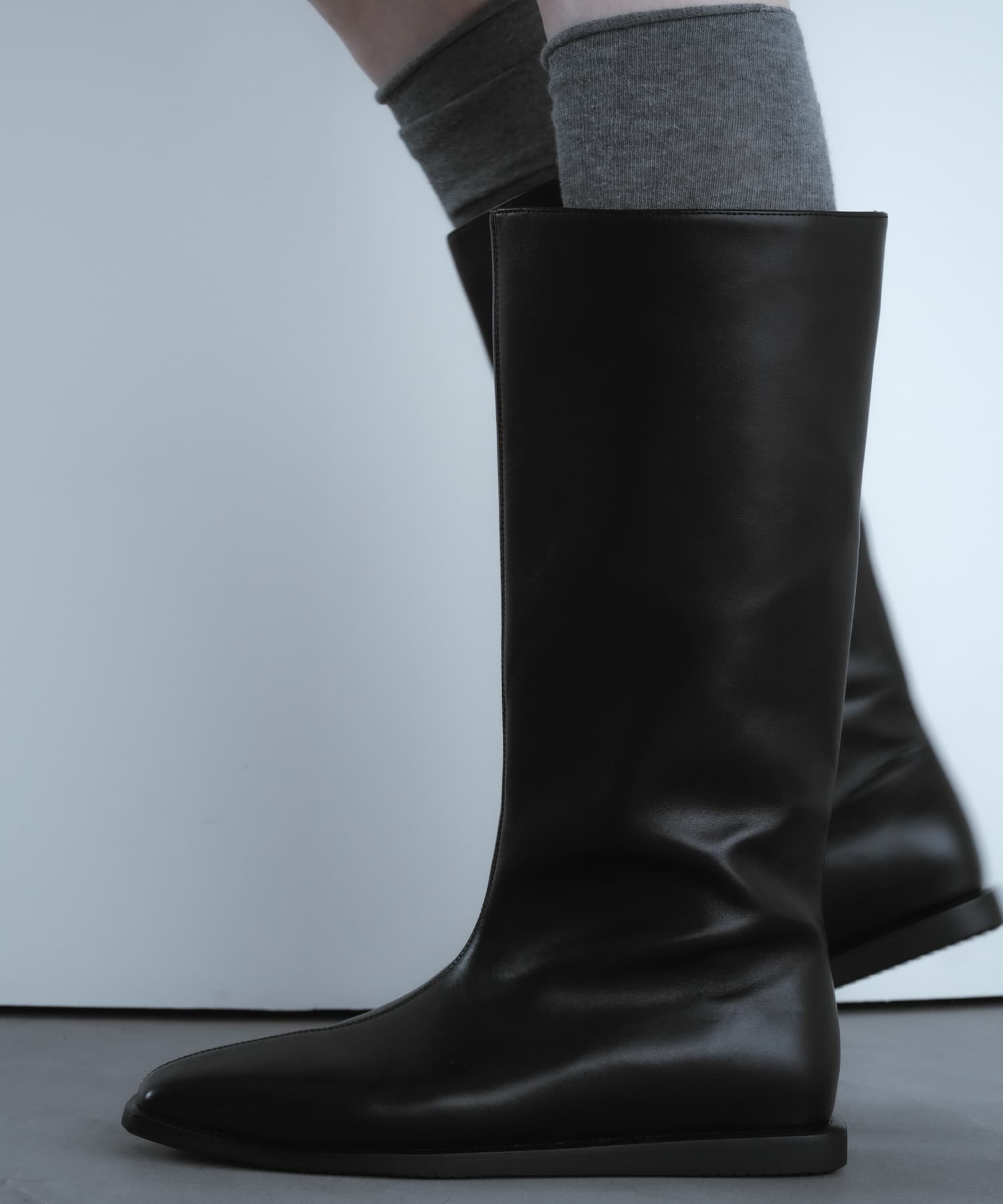STUDIO DOE　Leather Square Toe  Boots BLACK 38