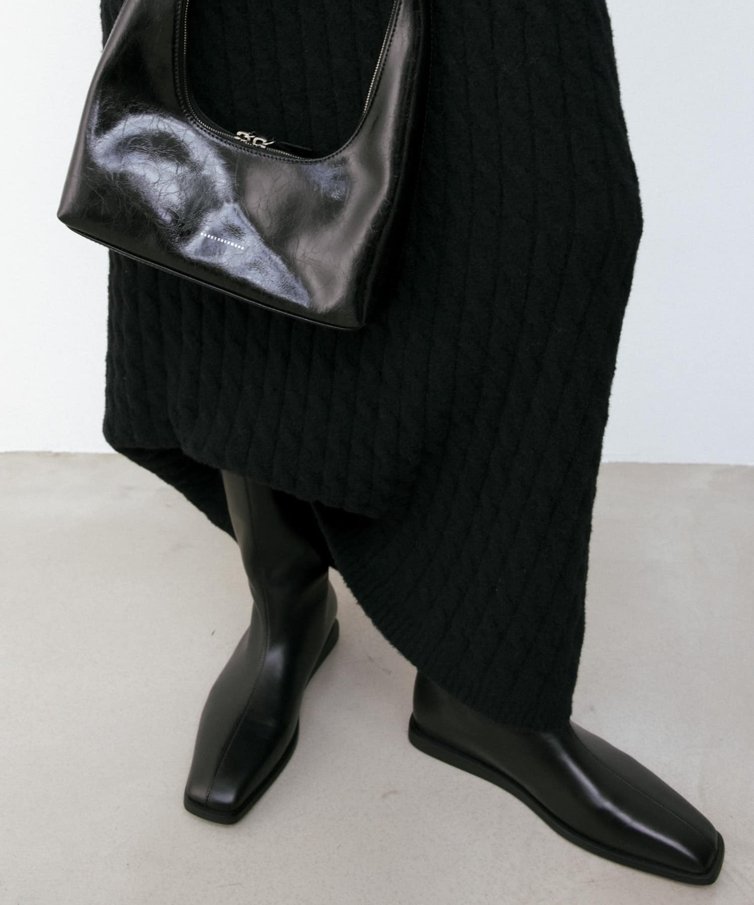 STUDIO DOE　Leather Square Toe  Boots BLACK 38