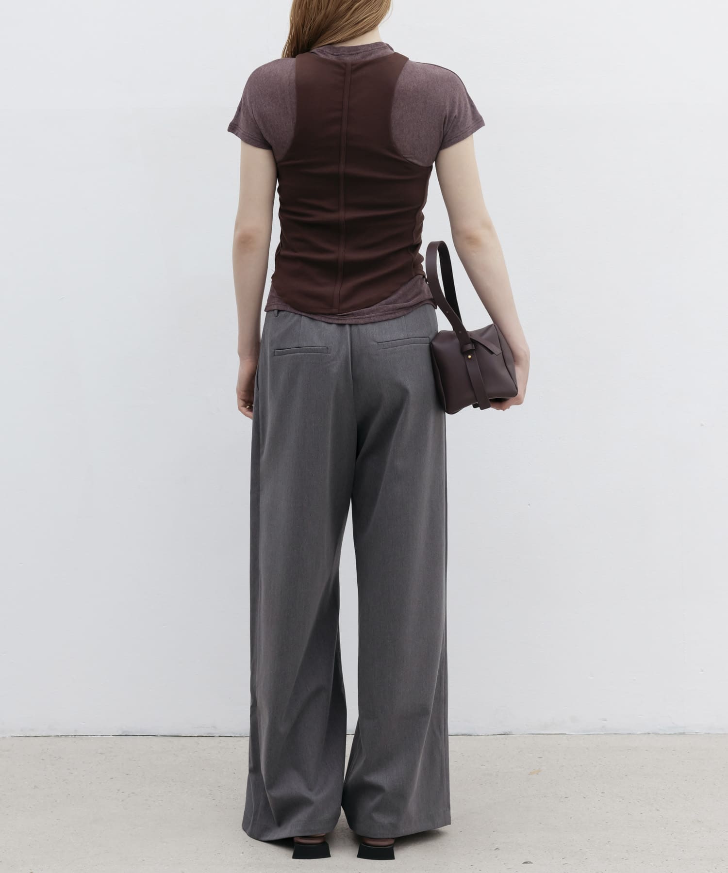 STUDIO DOE　Three-tuck Wide Pants DARK GREY S