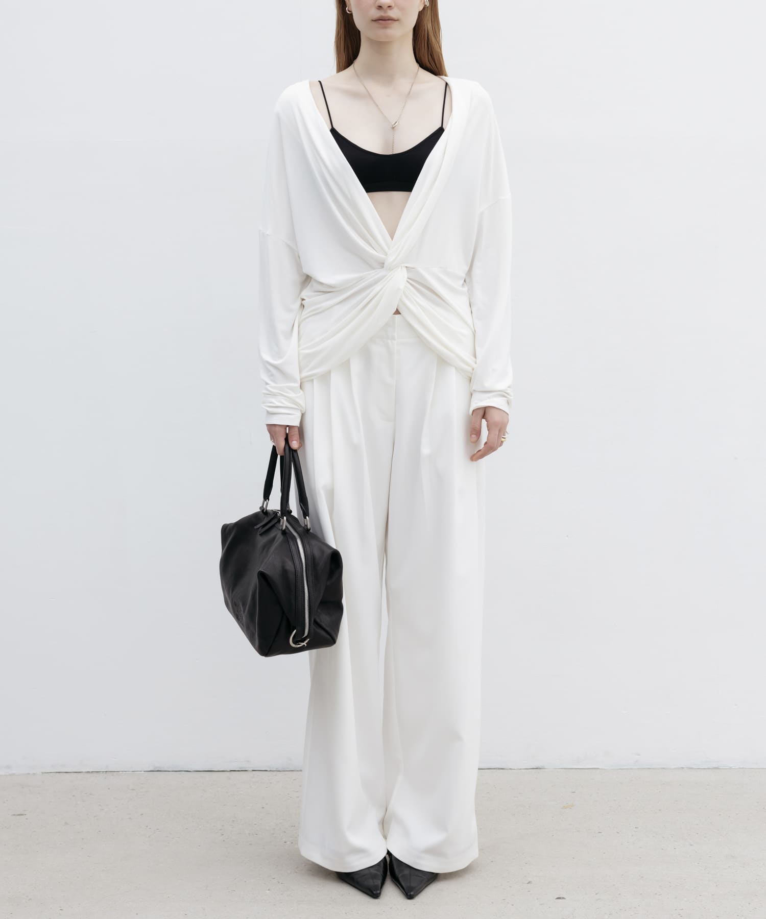 STUDIO DOE　Three-tuck Wide Pants WHITE S
