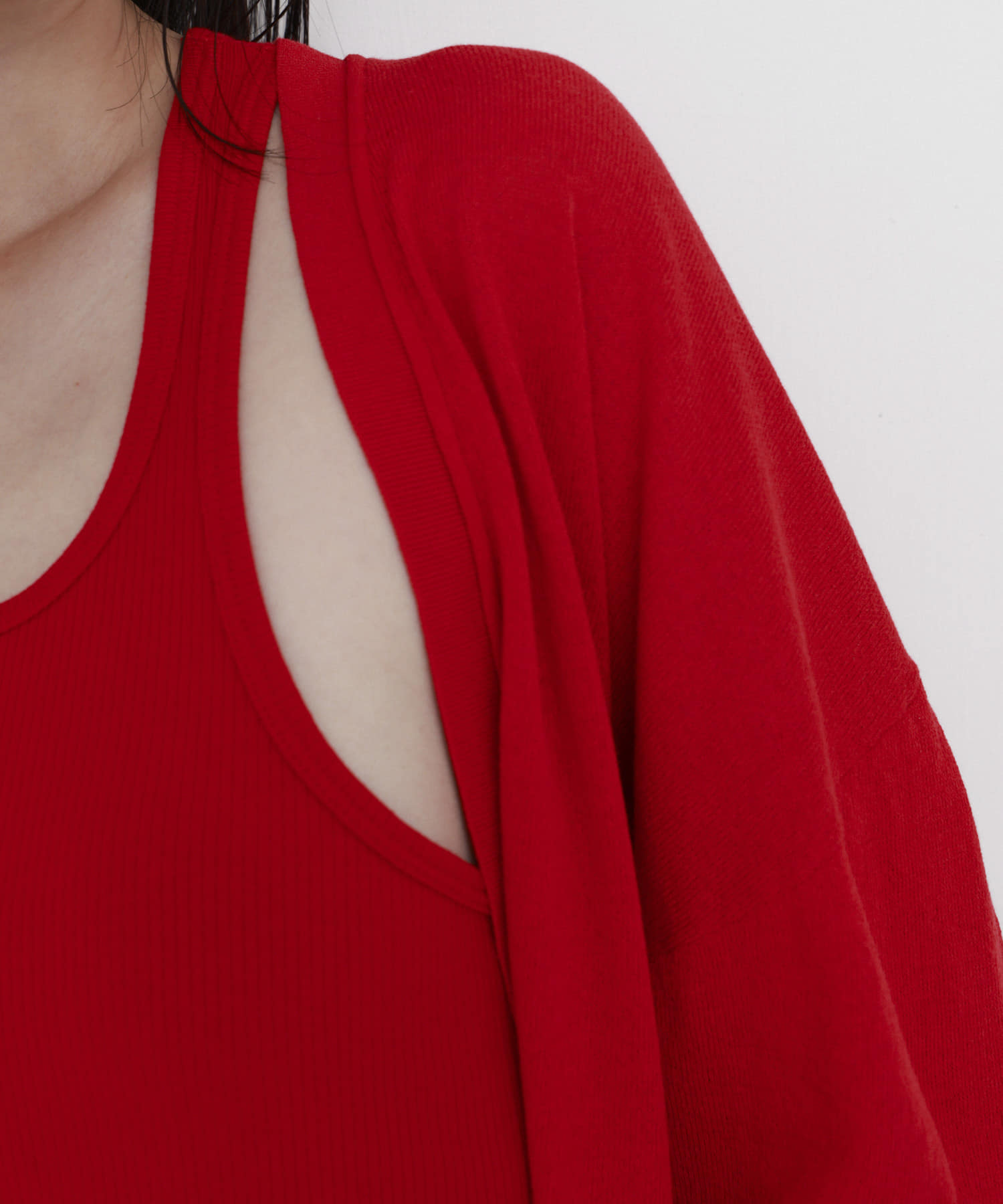 STUDIO DOE　Cool Gauze V-neck Cardigan RED S