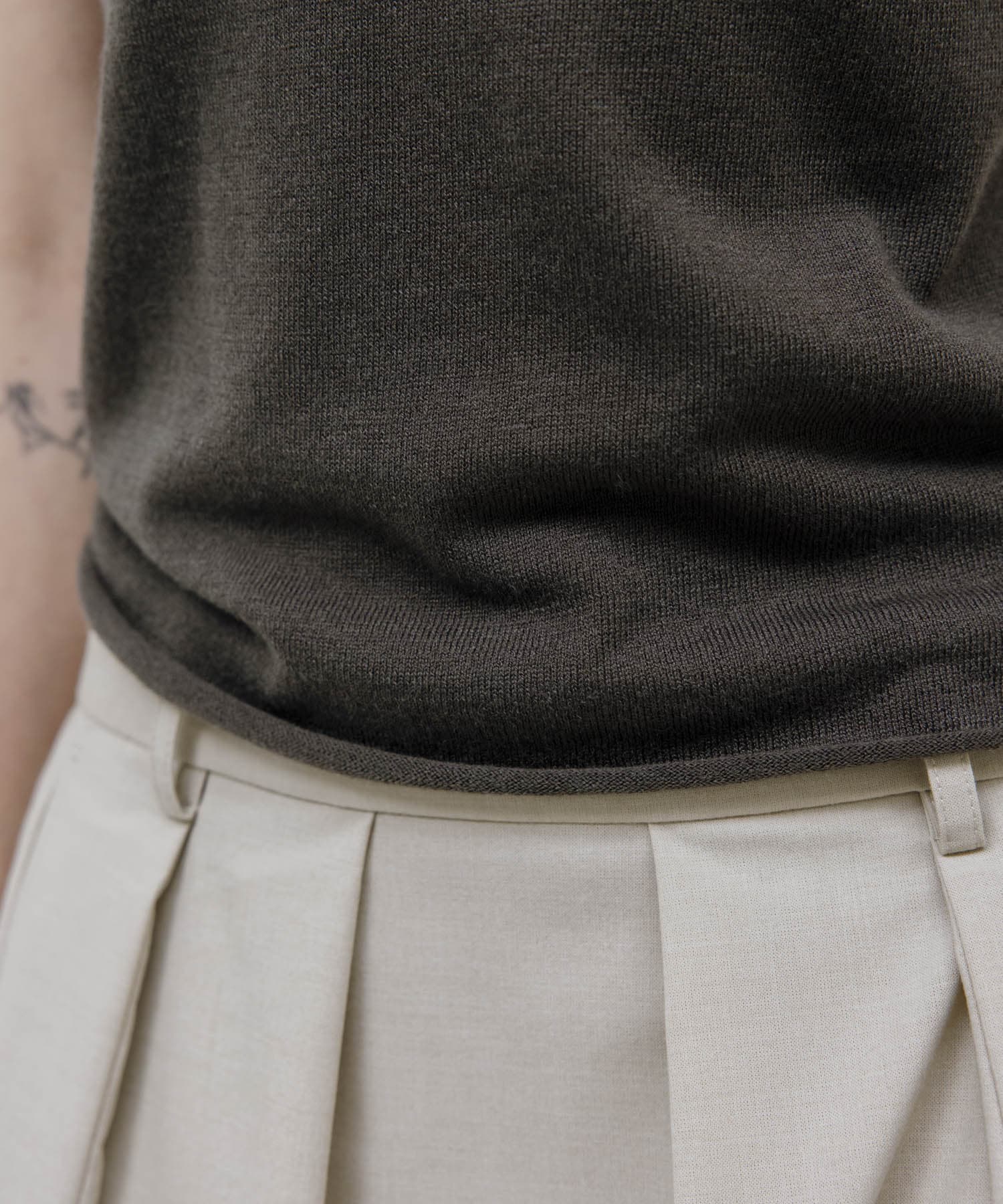 STUDIO DOE　French Sleeve Knit Top BROWN S