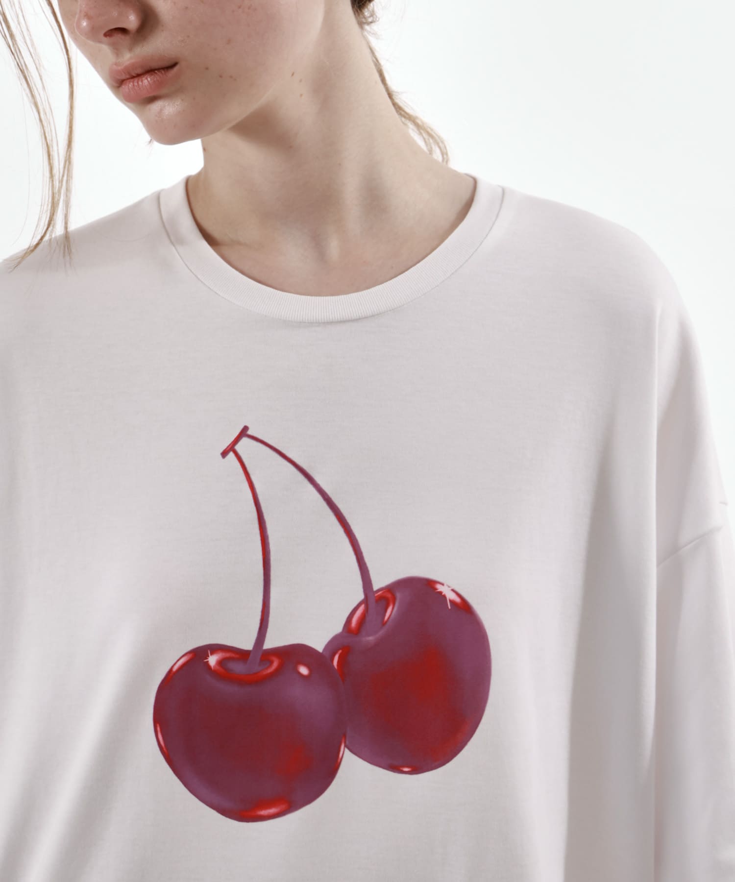 STUDIO DOE　Cherry Oversized T-shirts WHITE S