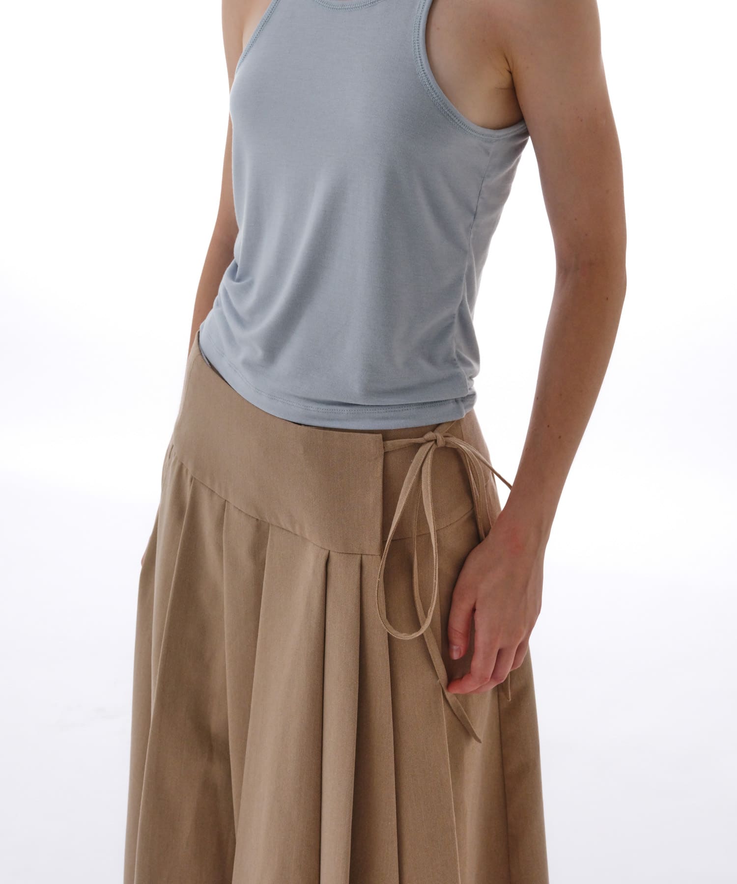 STUDIO DOE　Irregular Pleated Skirt KHAKI S