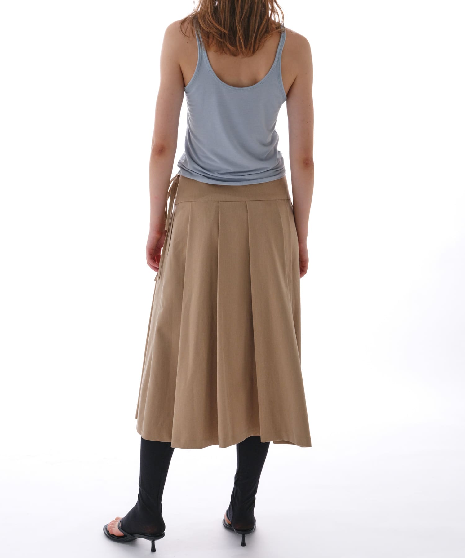 STUDIO DOE　Irregular Pleated Skirt KHAKI S