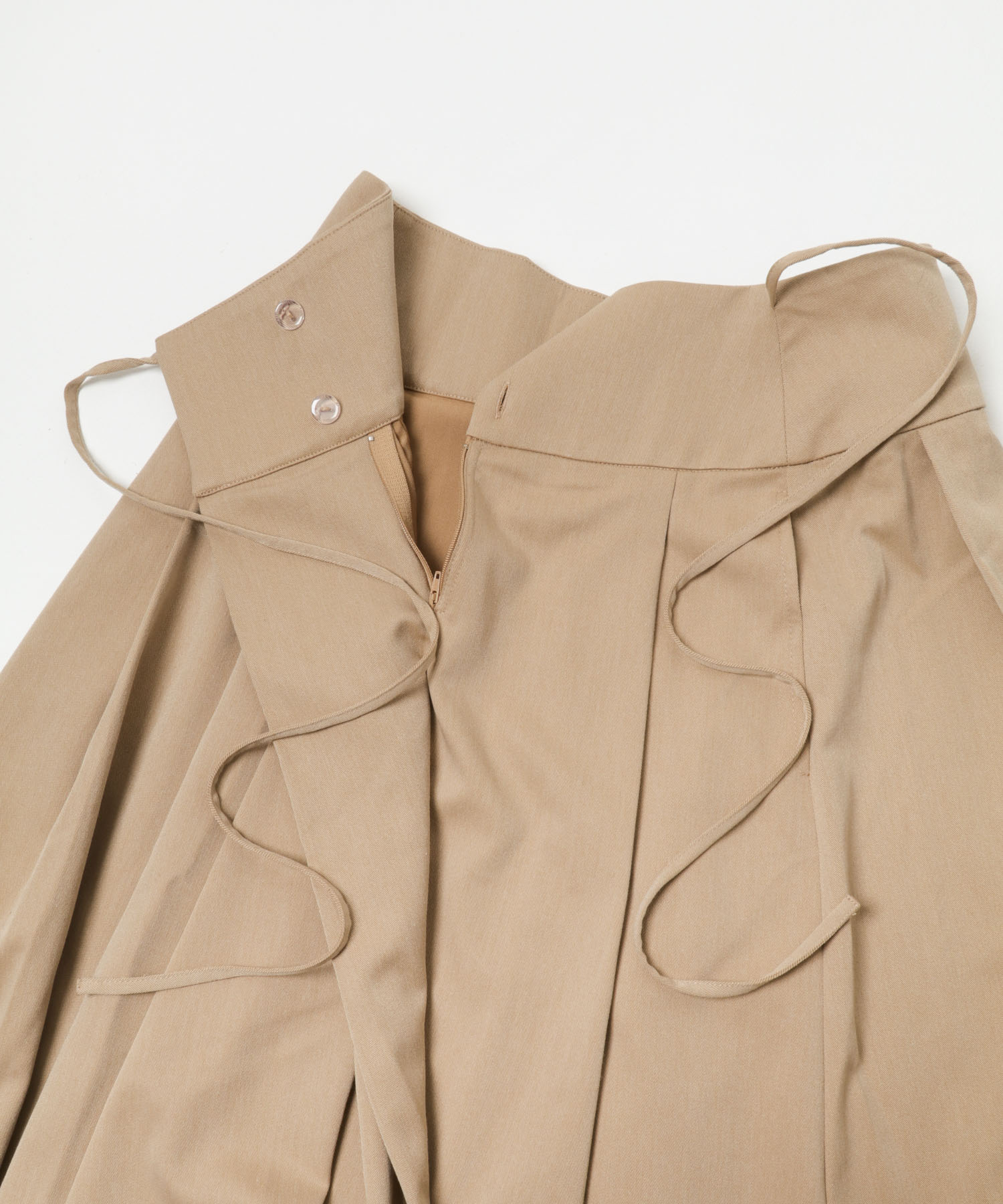 STUDIO DOE　Irregular Pleated Skirt KHAKI S