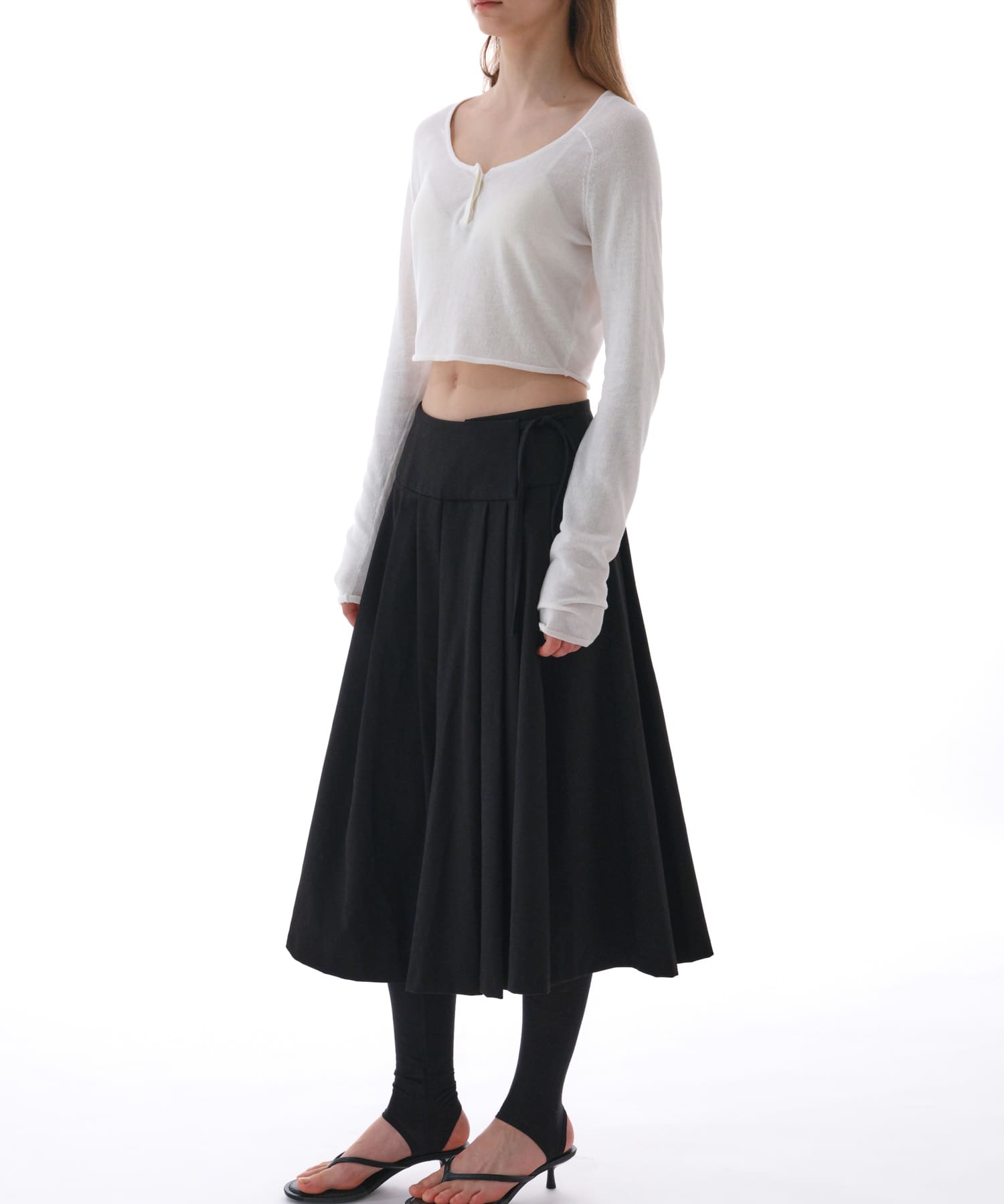 STUDIO DOE　Irregular Pleated Skirt BLACK XS